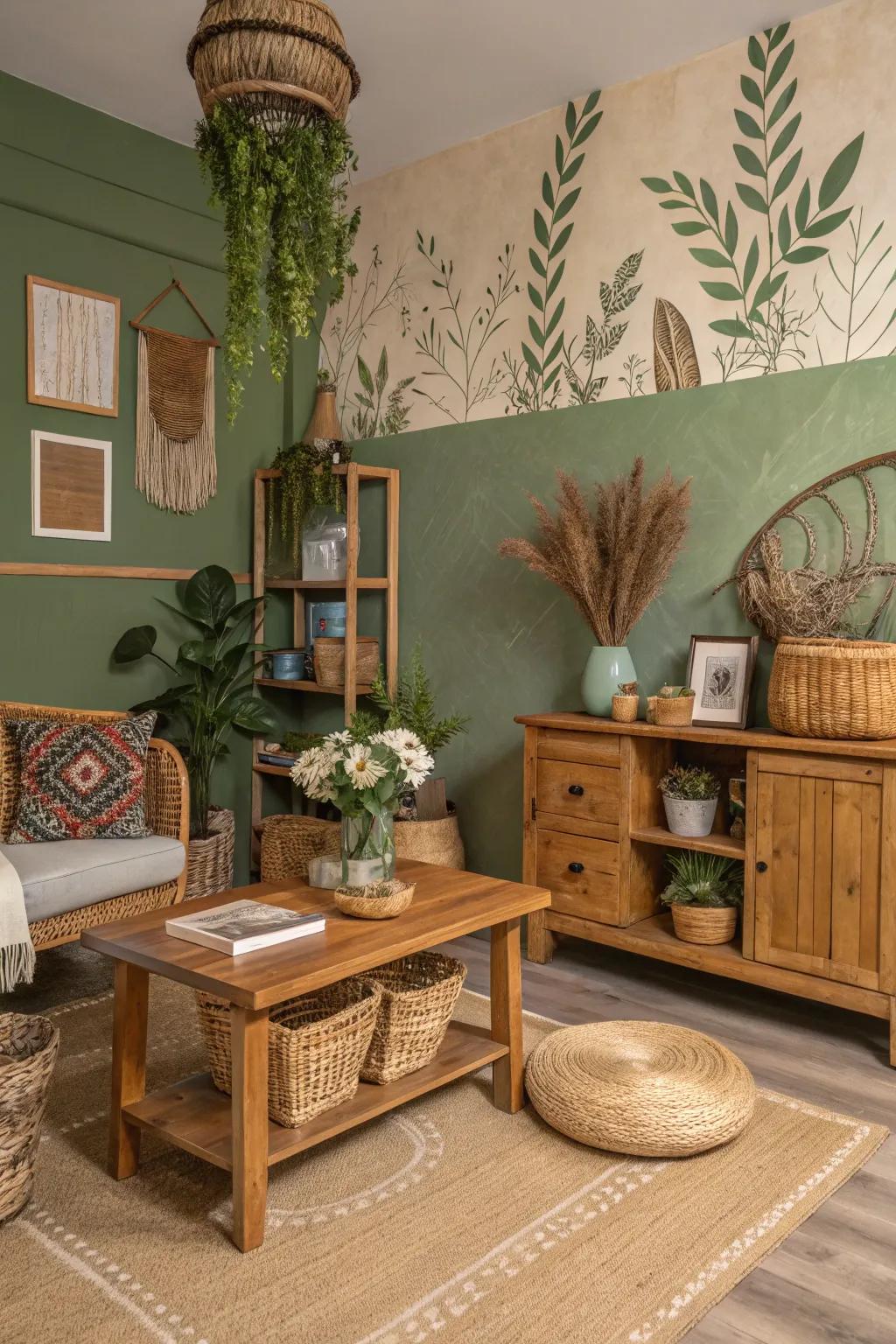 Earthy shades produce a tranquil environment reminiscent of your beloved park.