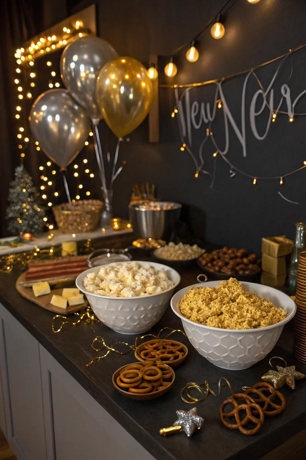 Indulge those late-night desires with an artfully arranged snack buffet.