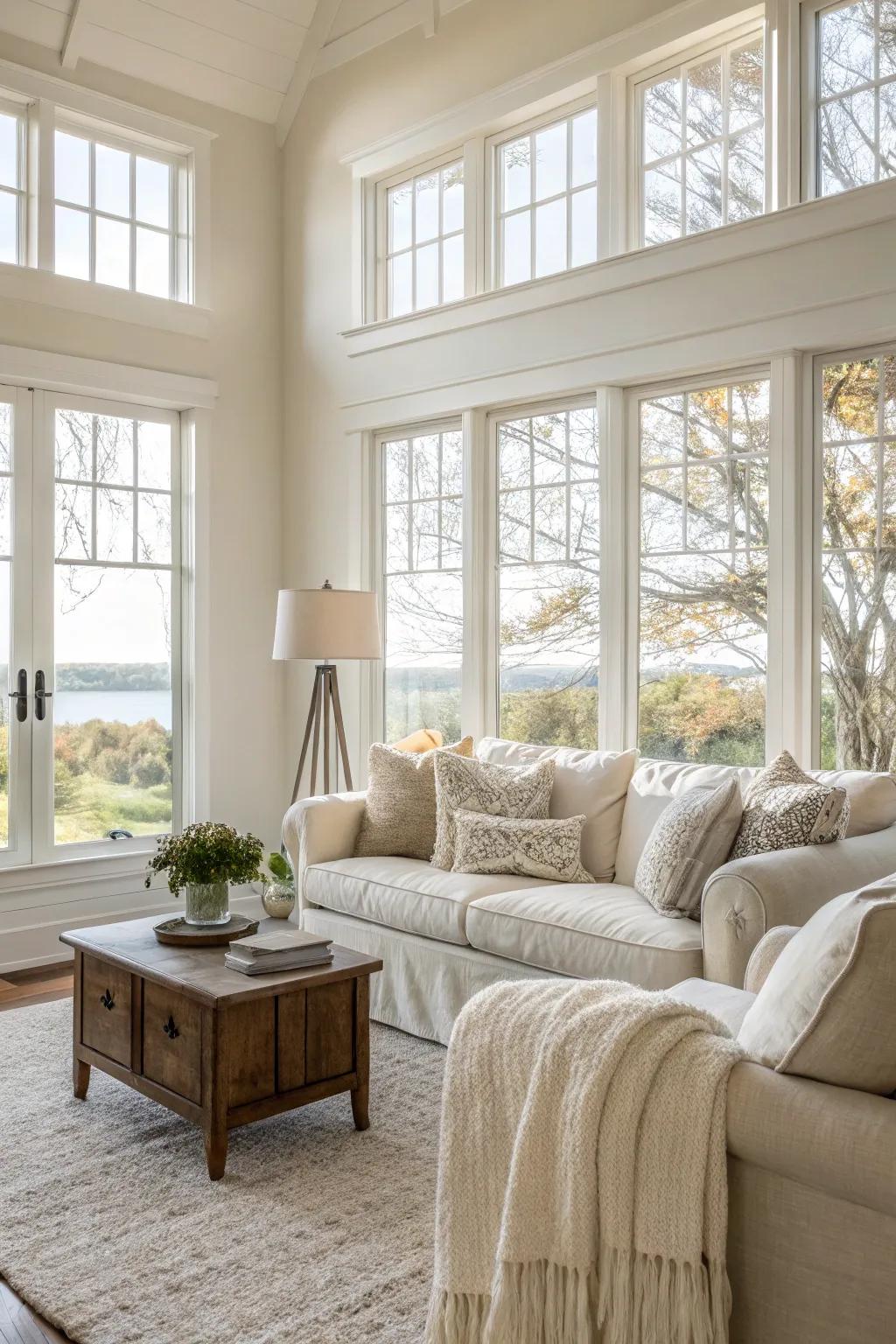 Sunlight accentuates the beauty of an off-white palette.