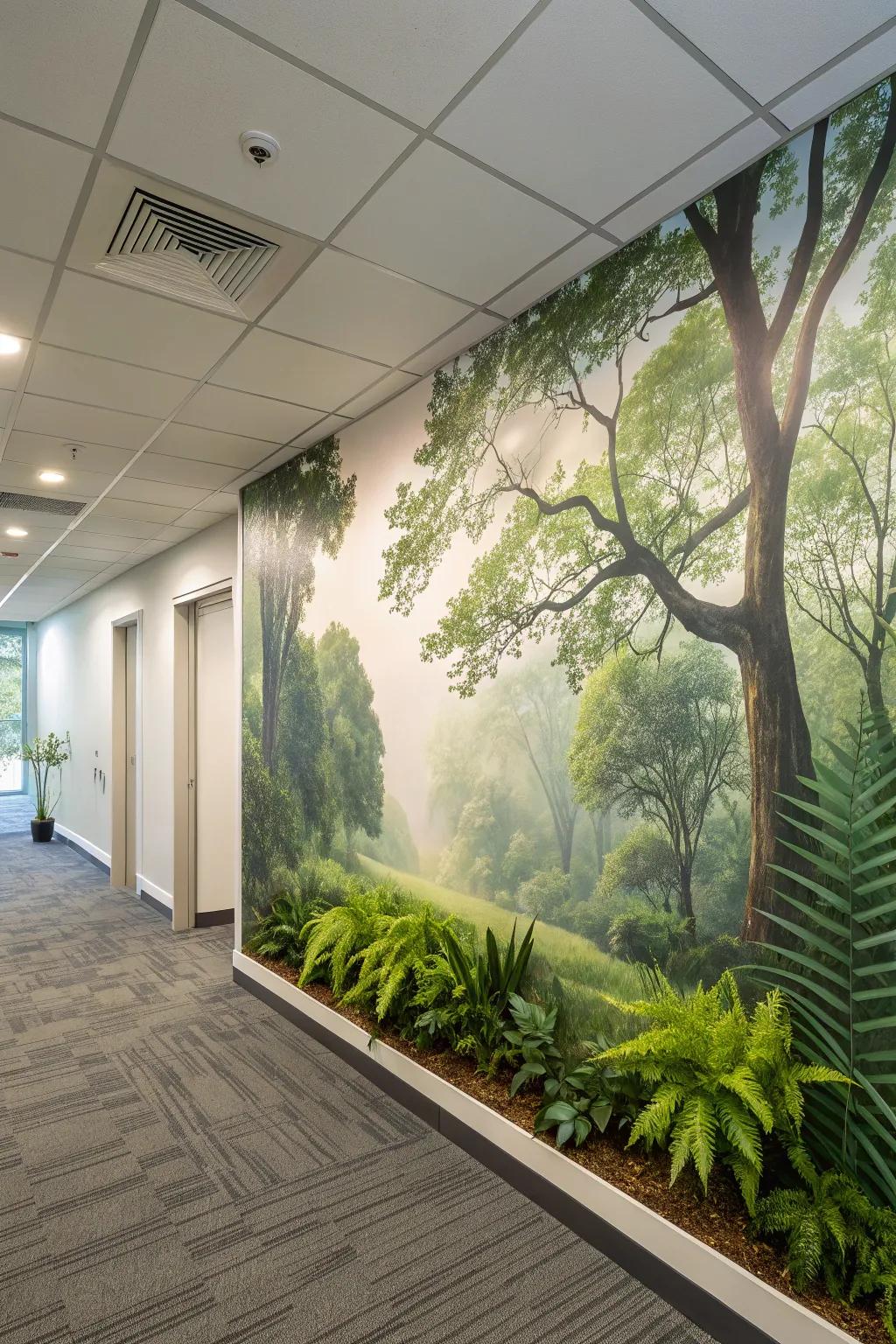 Cultivate a relaxed office atmosphere using nature-inspired coverings.