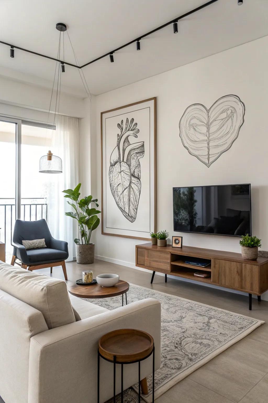 Simple line artwork offers a fresh and cultured touch.