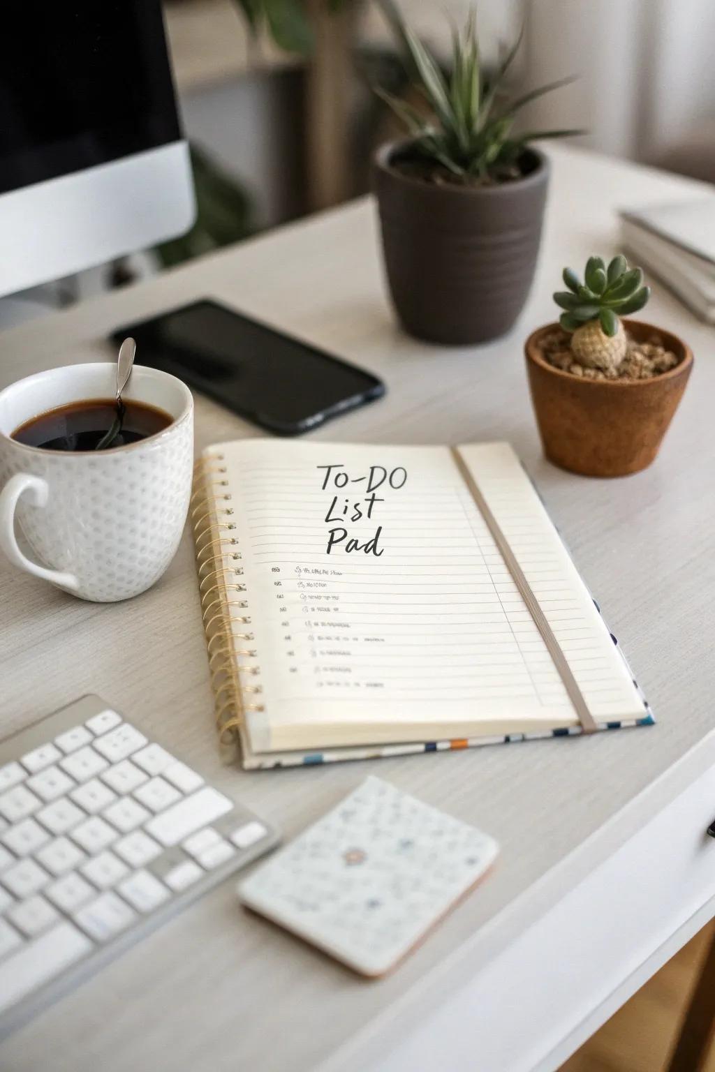 A straightforward to-do list can bring a sense of calm and control to an otherwise hectic day.