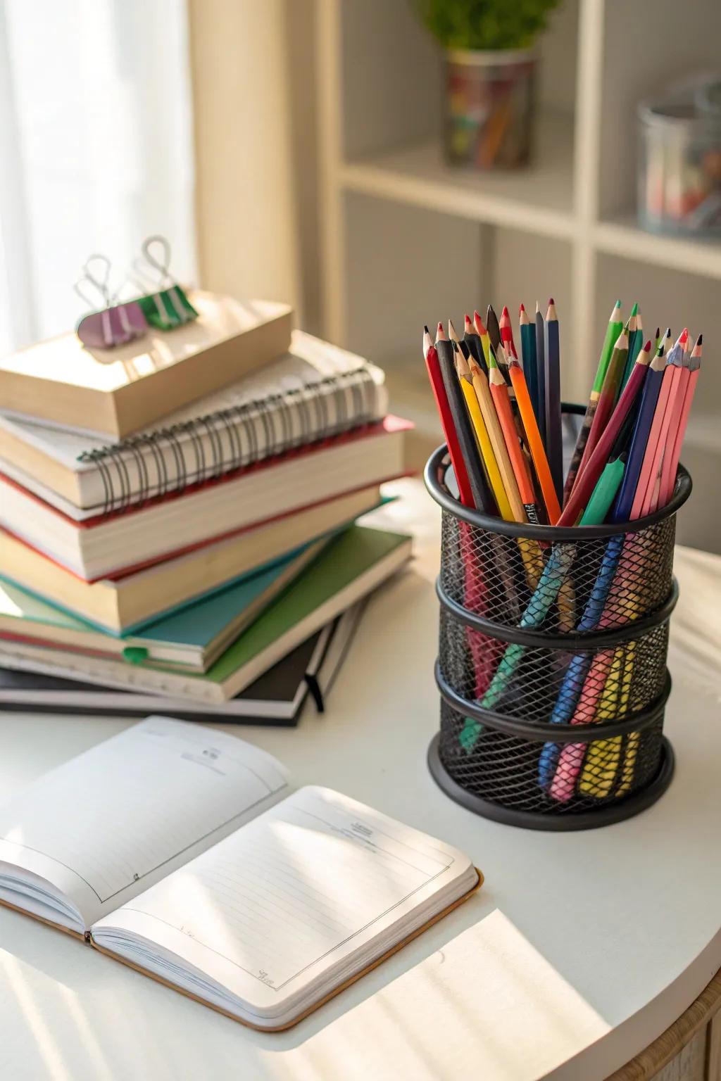 A rotating caddy delivers effortless access to essentials.