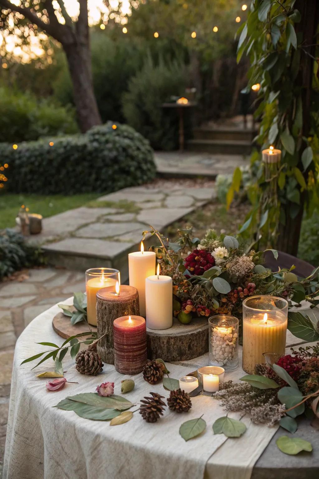 Tabletop candle groupings give refinement to any environment.