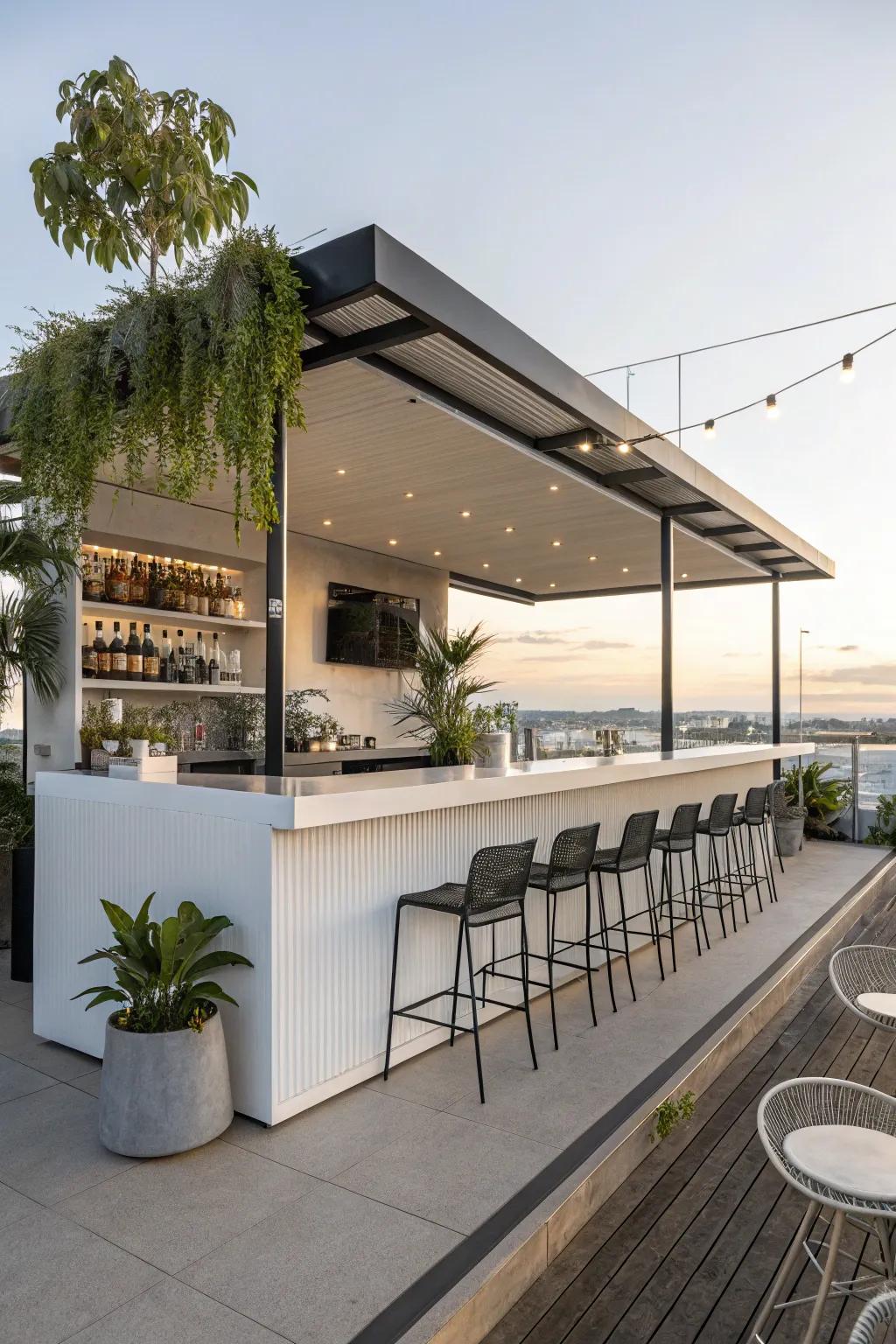 An elegant and modern java station arrangement for a contemporary backyard.