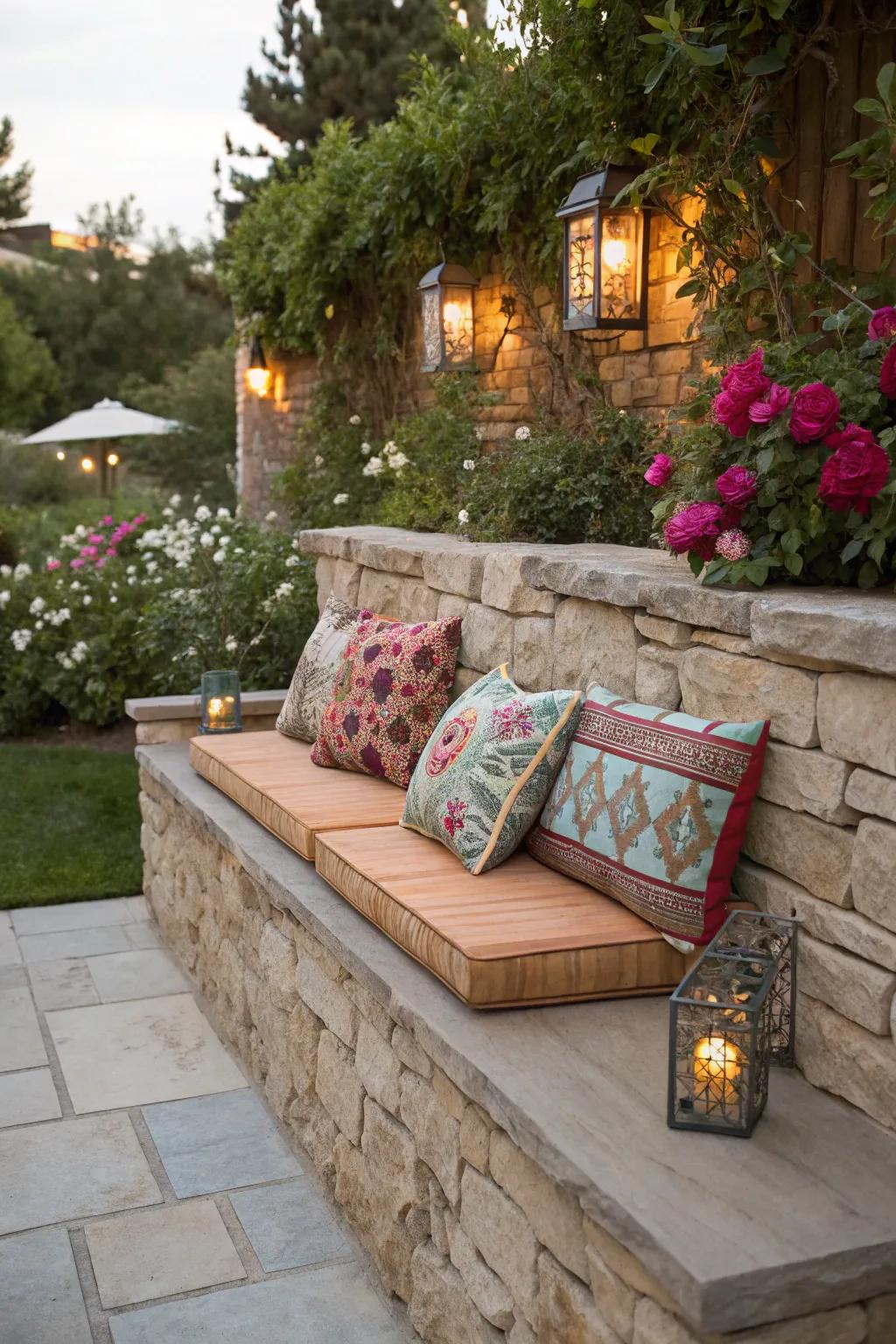 Integrated seating provides both comfort and functionality.