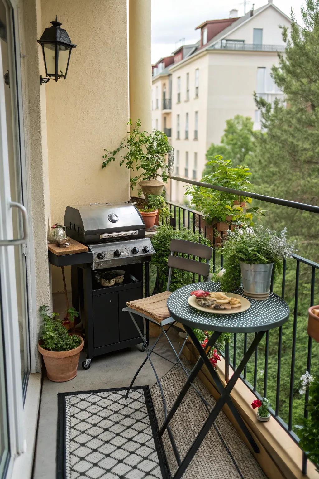 A mini balcony grilling arrangement that's perfect for city life.