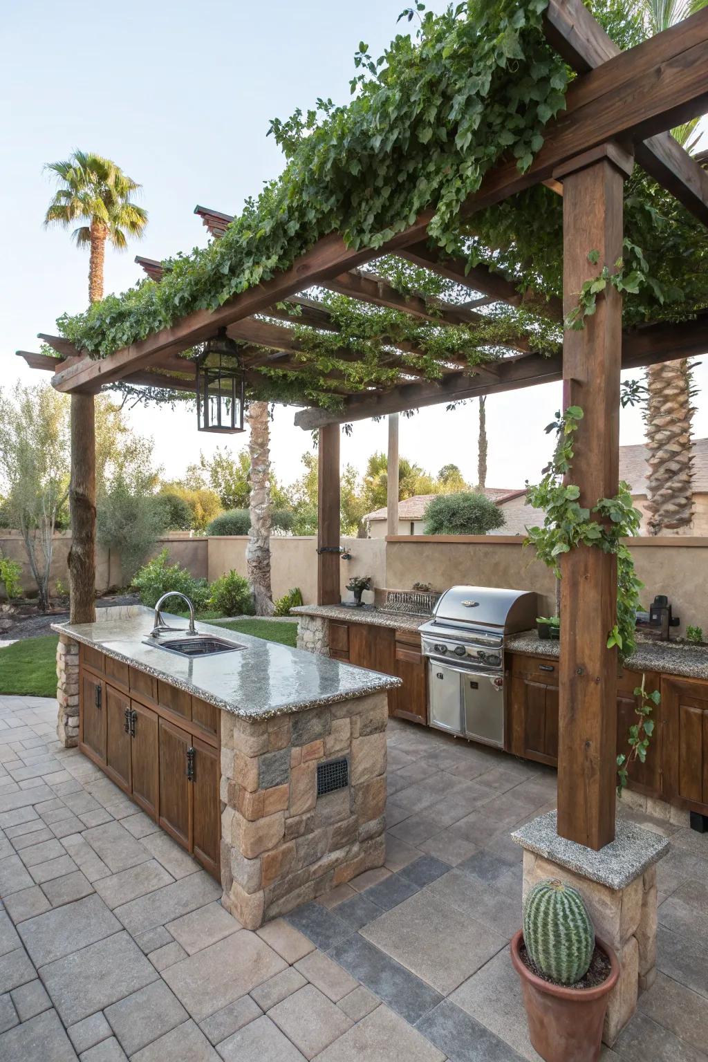 A framework offers shade and layout to your cooking space.