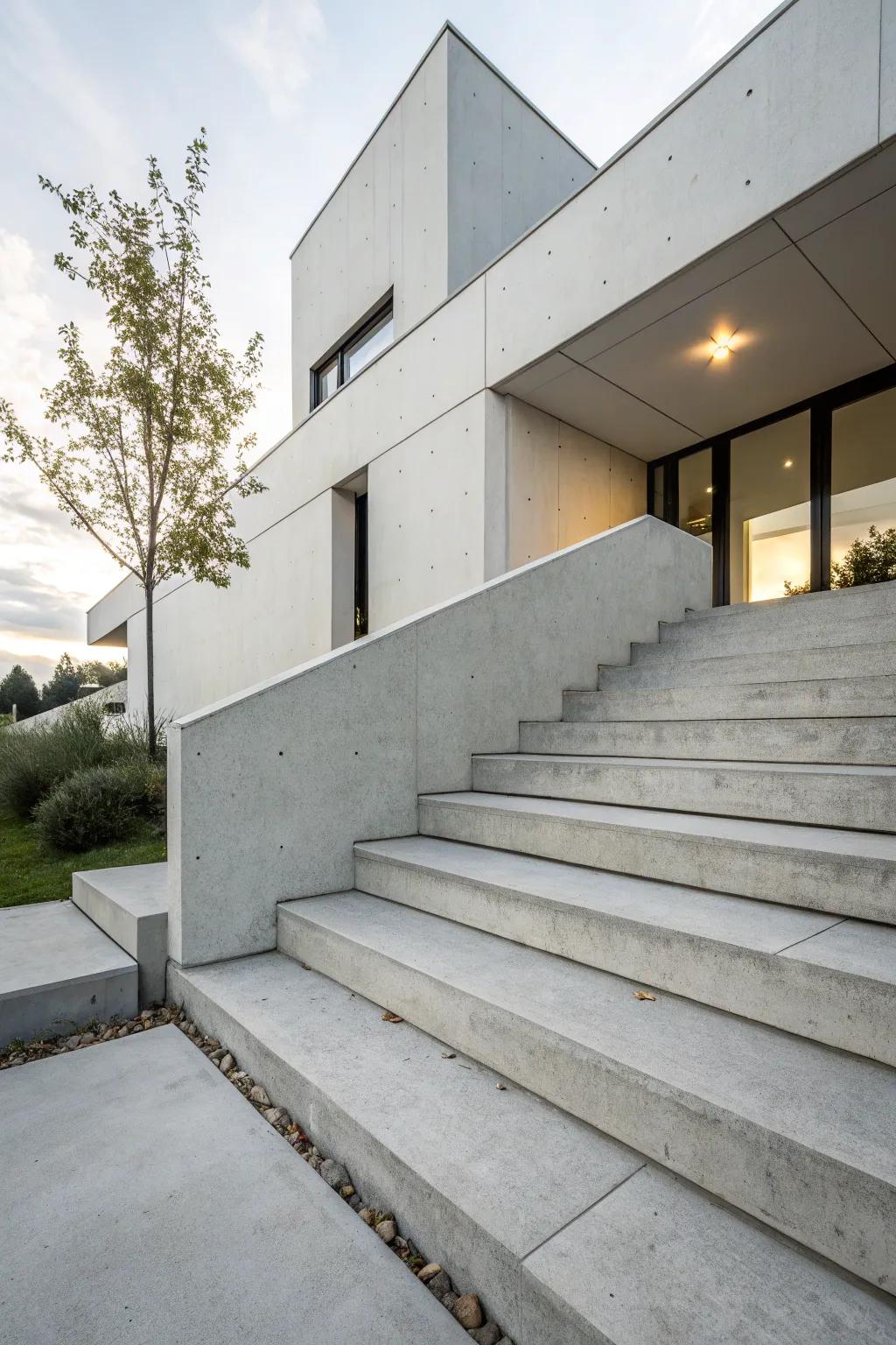 Chic and contemporary concrete steps for a minimalist design.