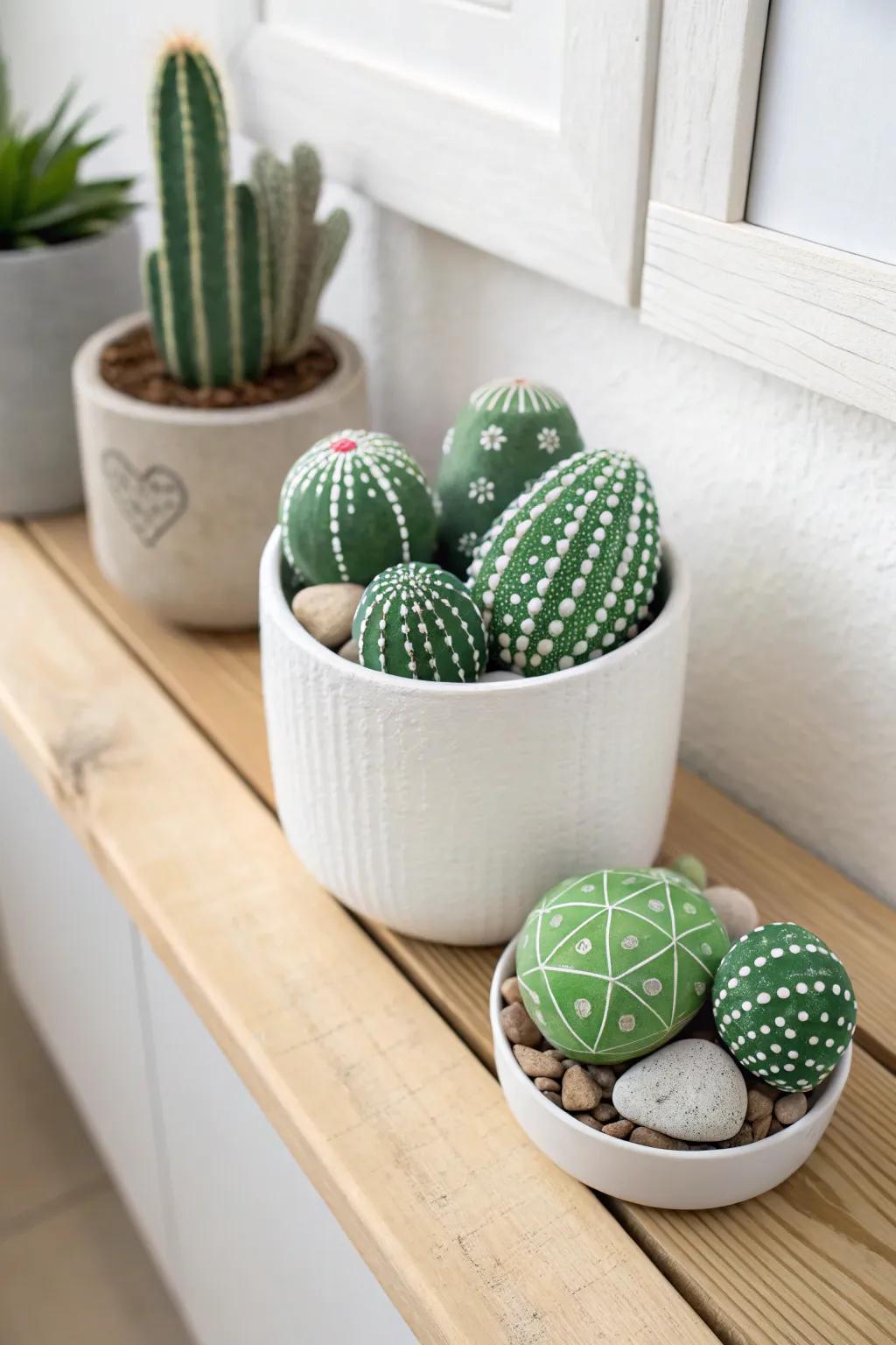 Bring a hint of the desert indoors with these endearing painted rock cacti&mdash;no watering needed!