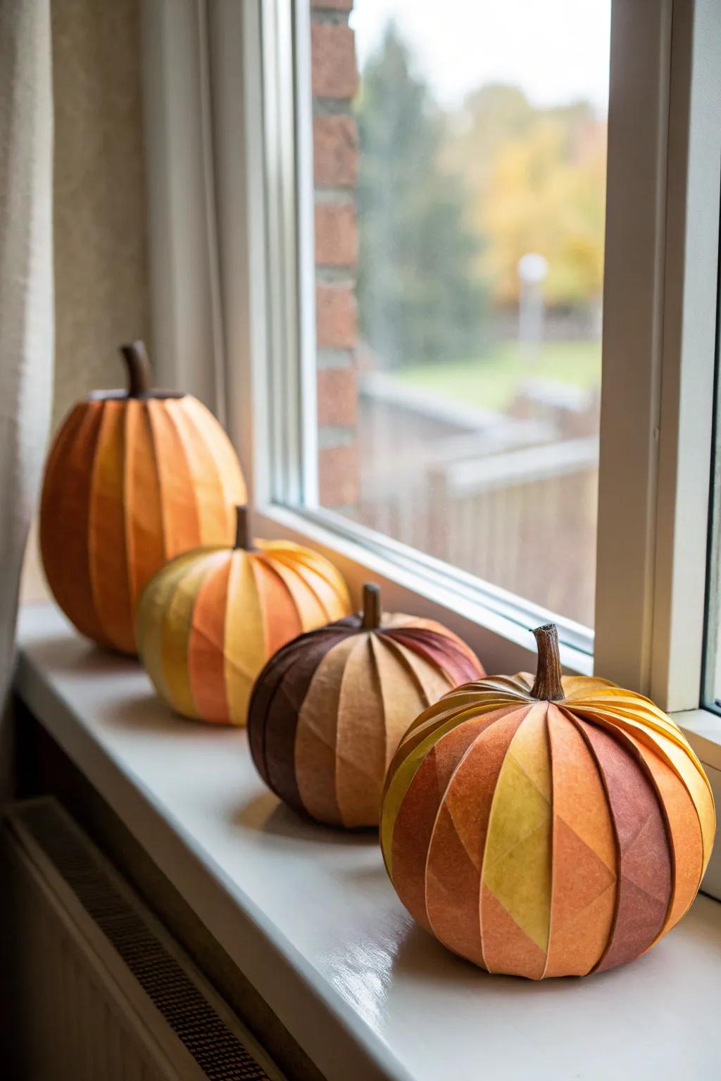Exquisite aquarelle paper pumpkins bringing an element of artistry into your space.