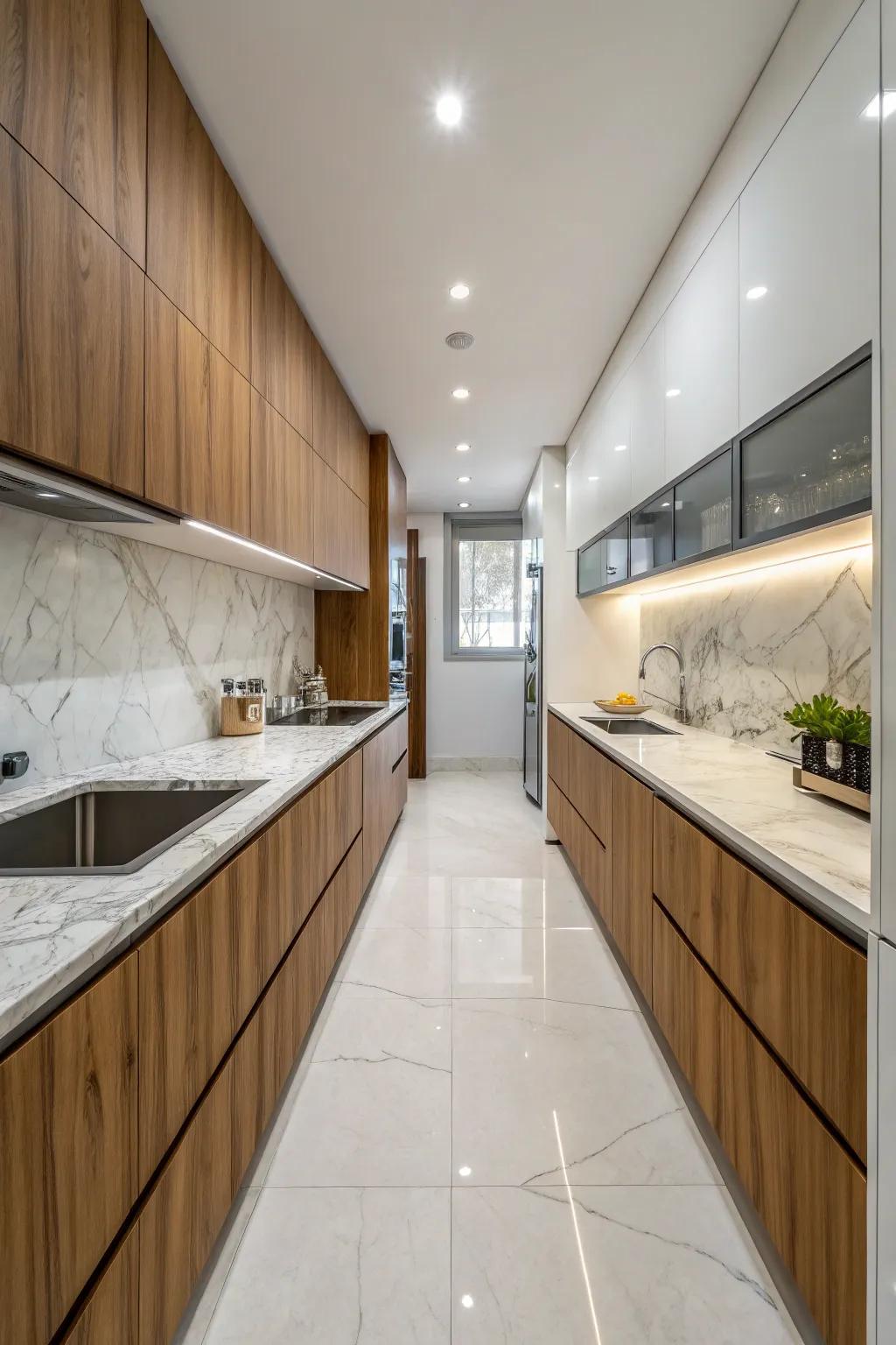 Real stone surfaces add luxury and long-lasting quality.