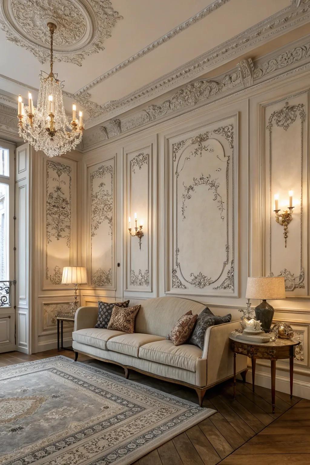 Decorative details amplify the traditional Parisian appeal.