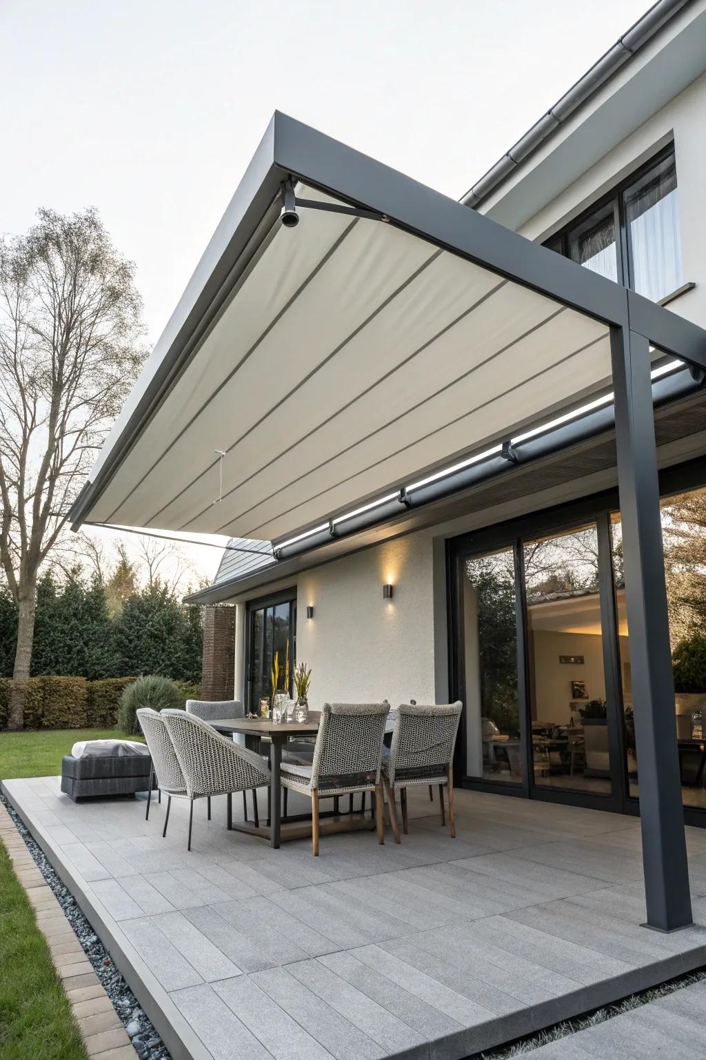Modern awnings deliver swift and fashionable rain protection.