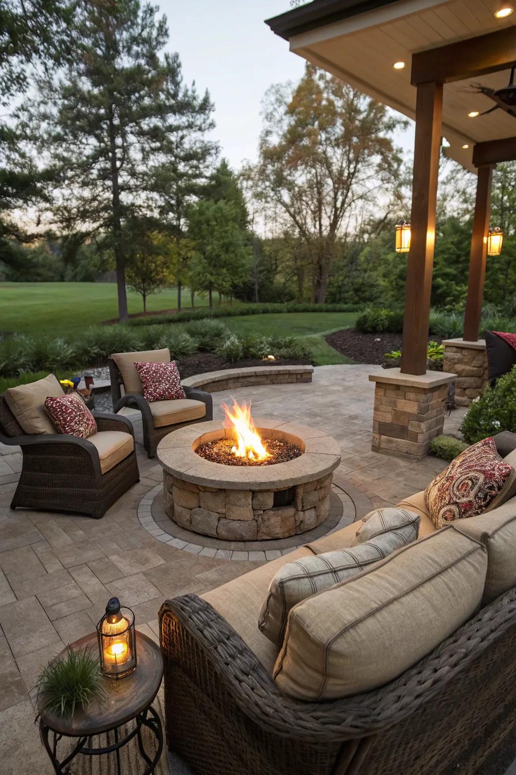 A flame area brings warmth and atmosphere to any patio.