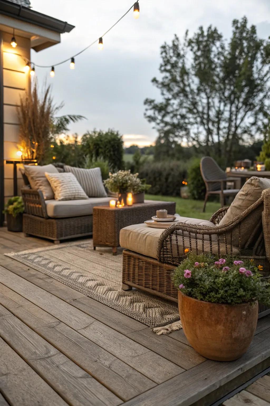 Infuse warmth using straightforward wooden deck segments.