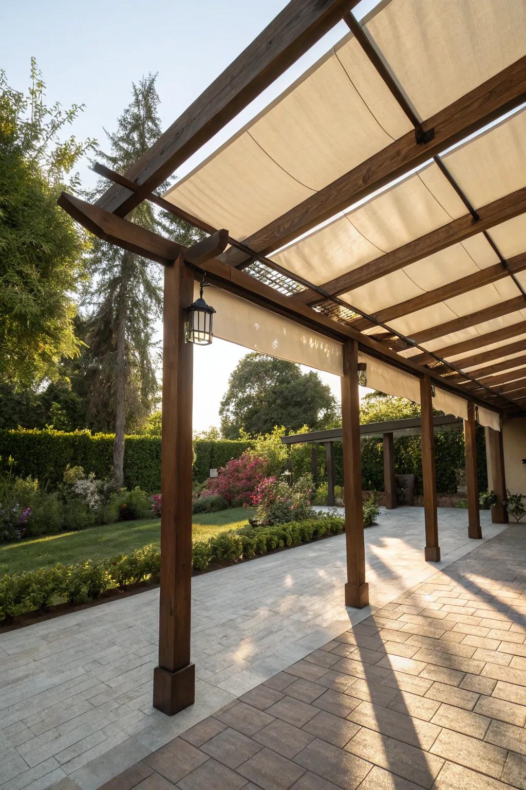 An adjustable sunshade offers versatility in any weather.