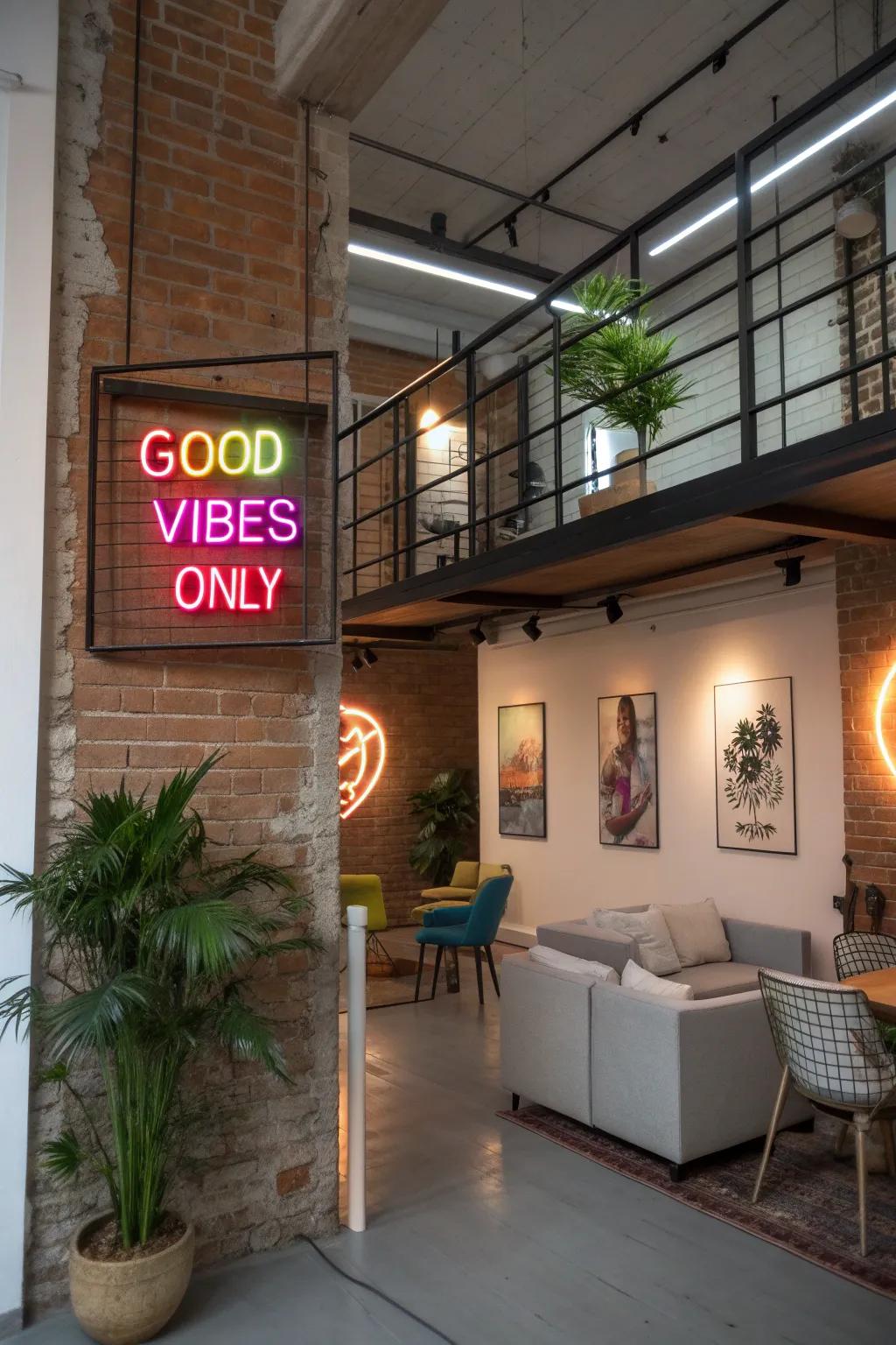 Illuminated messages displaying playful expressions, contributing modern elegance to any photo setting.