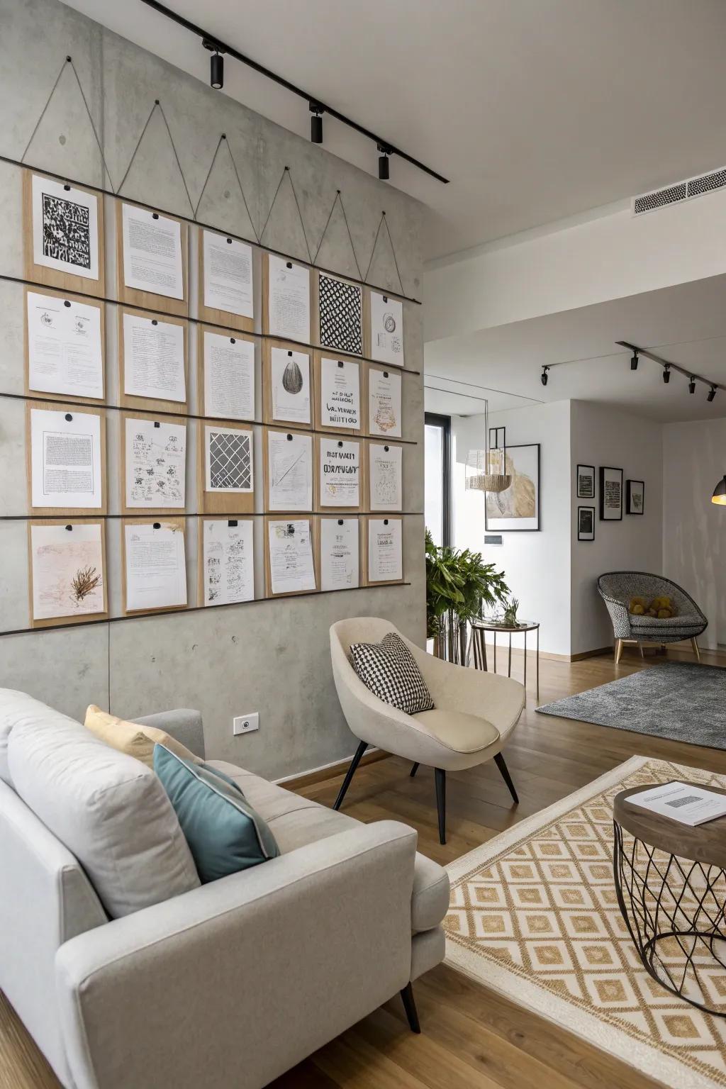 Using paper guides to plan your picture arrangement.