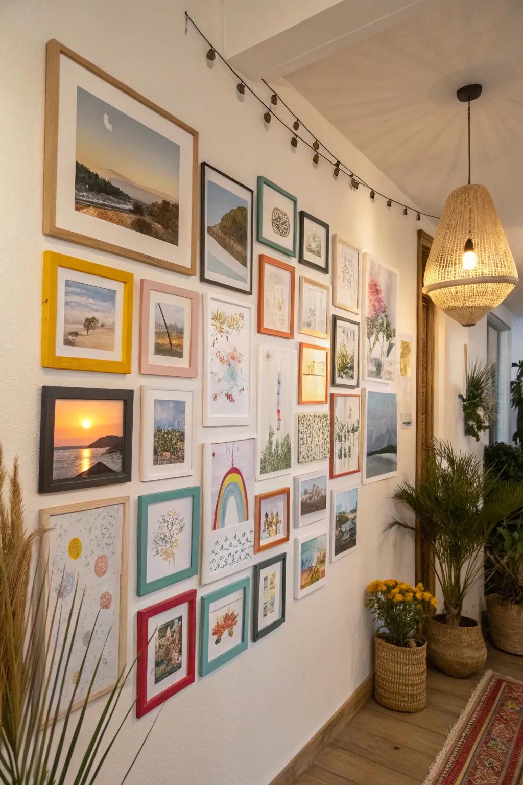 A unique scrapbook style poster featuring images and photos on a gallery wall.