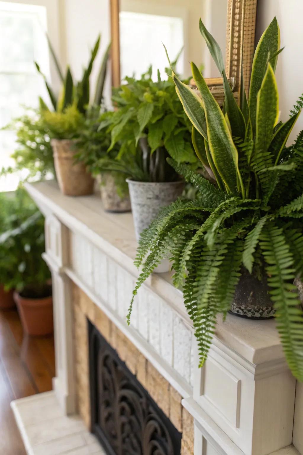 Revitalize your mantel with verdant splendor.