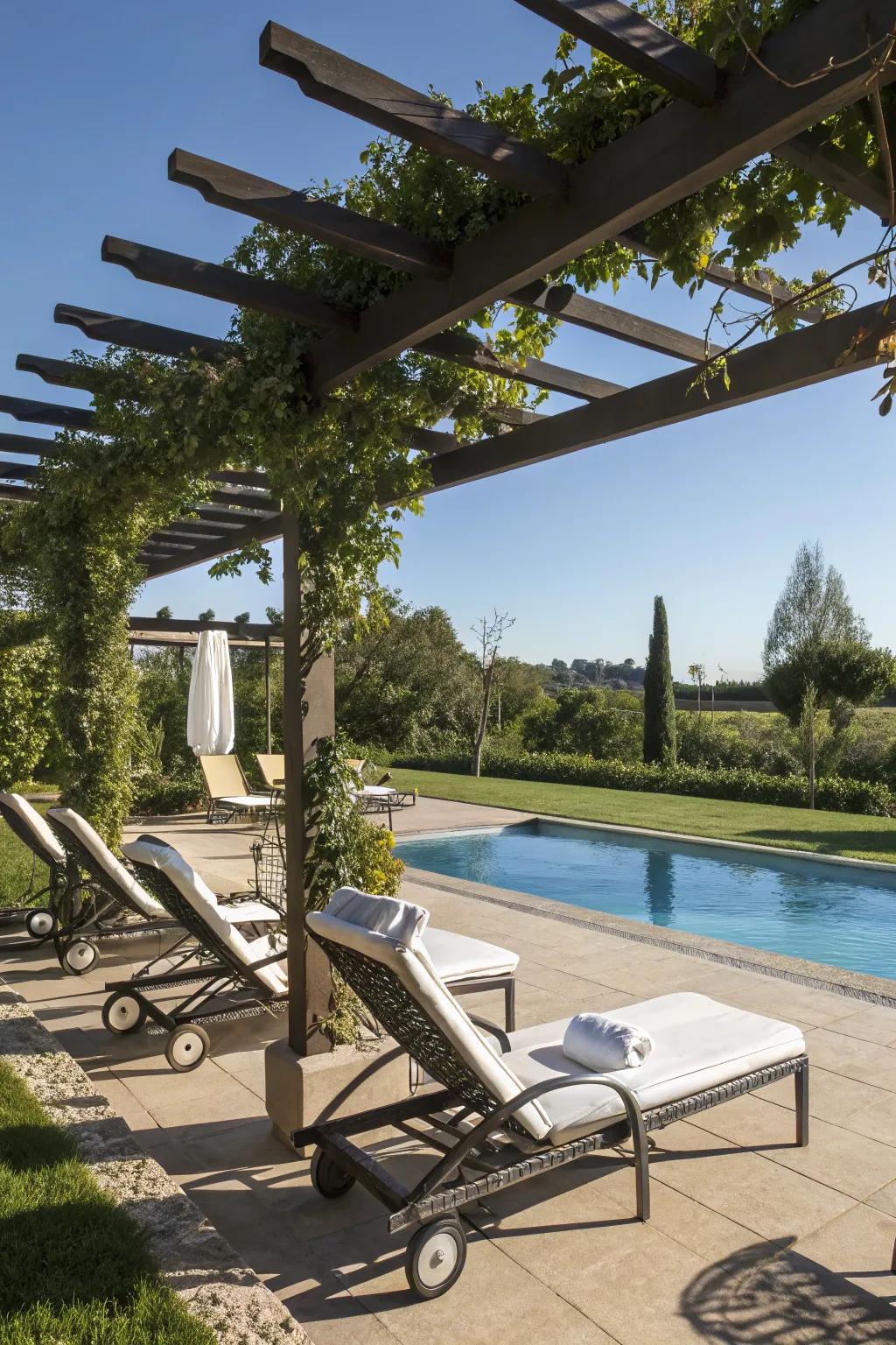 Elegant shade options with a canopy covering the lounge space.