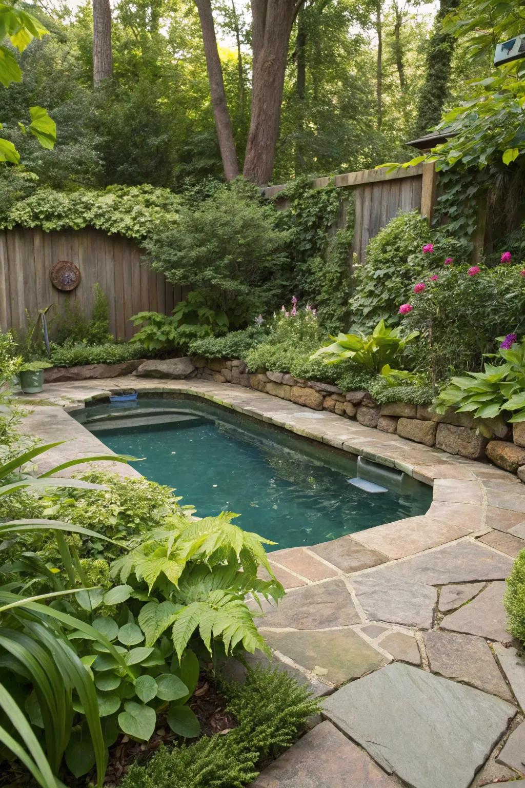 Natural stone details create a seamless connection with the surrounding scenery.