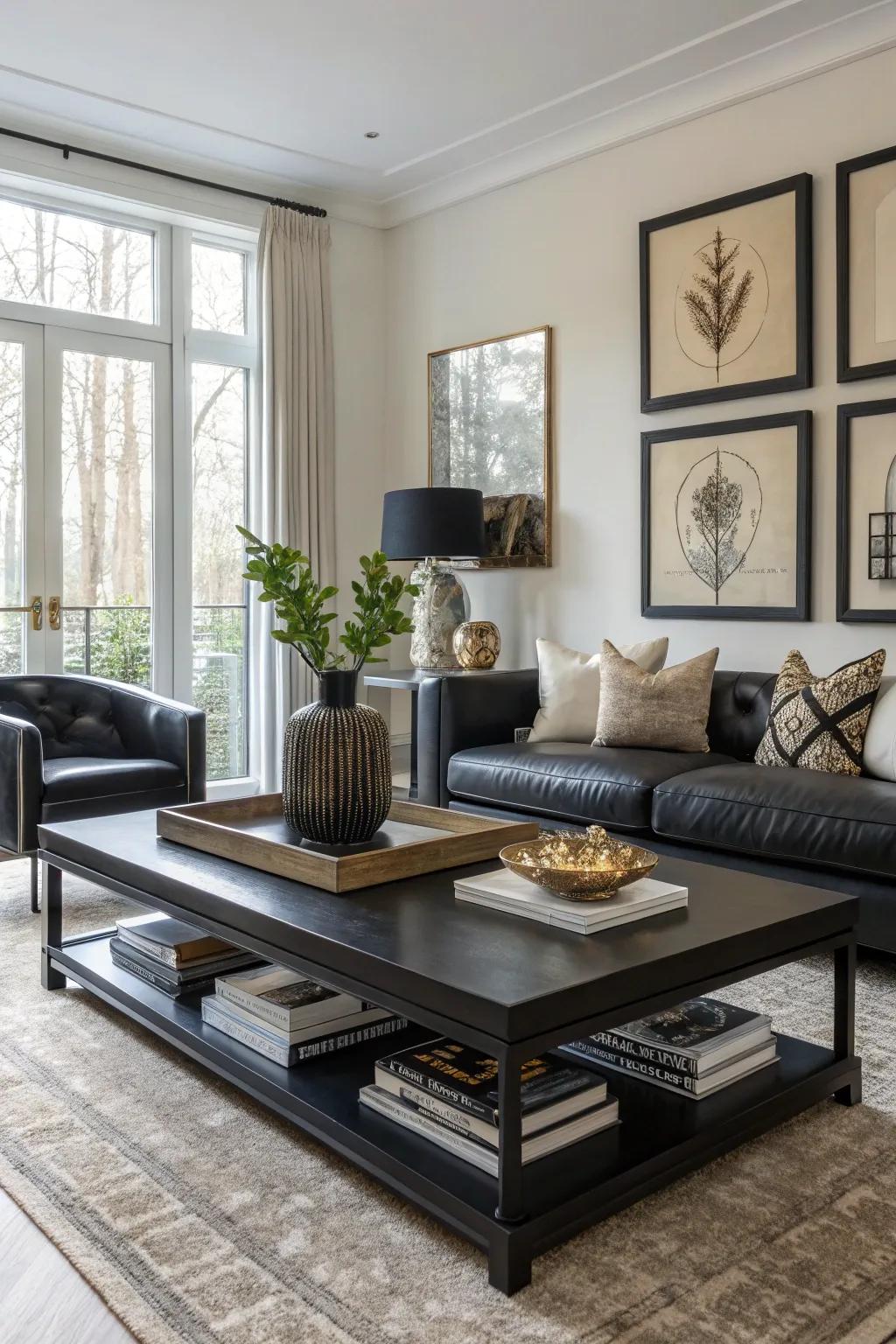 Ebony details contribute a modern and sophisticated look.