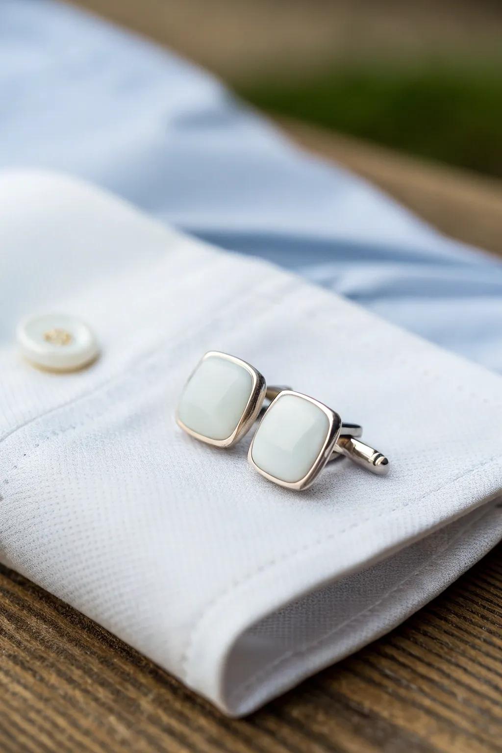 Elegant porcelain sleeve fasteners for a sophisticated appearance.