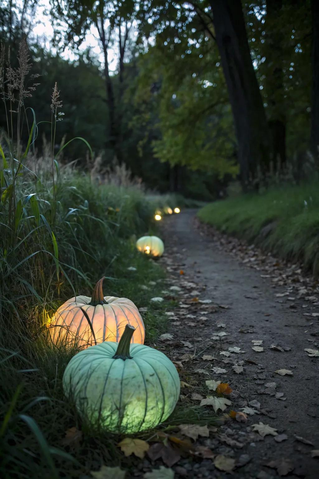 Brighten the night with delightful glow-in-the-dark pumpkins.