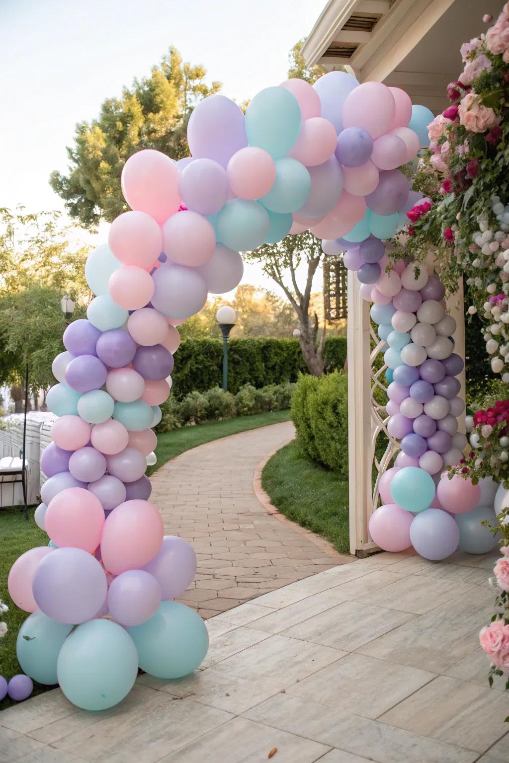 Balloon arches bring a captivating appeal to quinceañera celebrations.