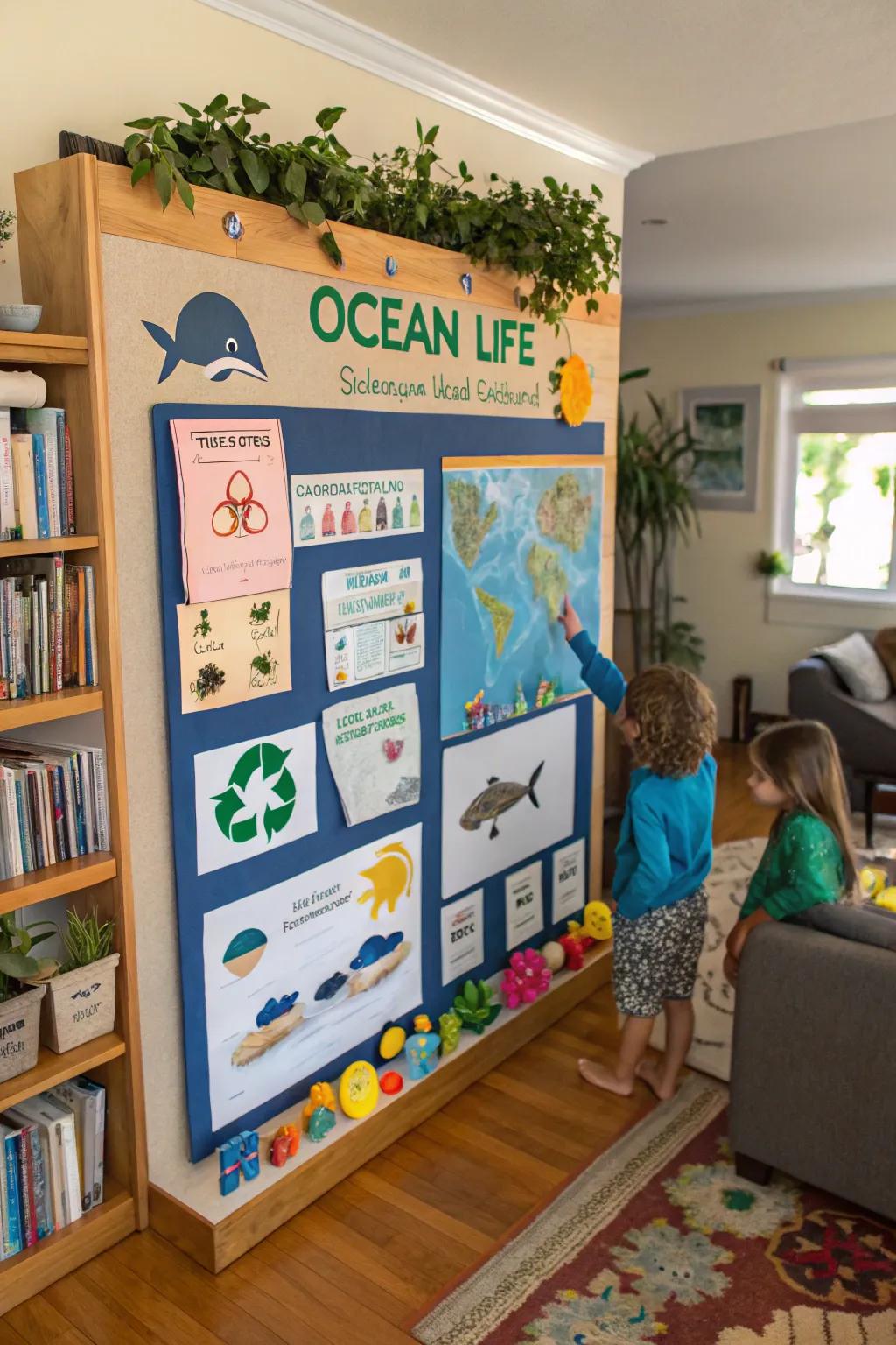 A stimulating educational board exploring various aspects of marine life.