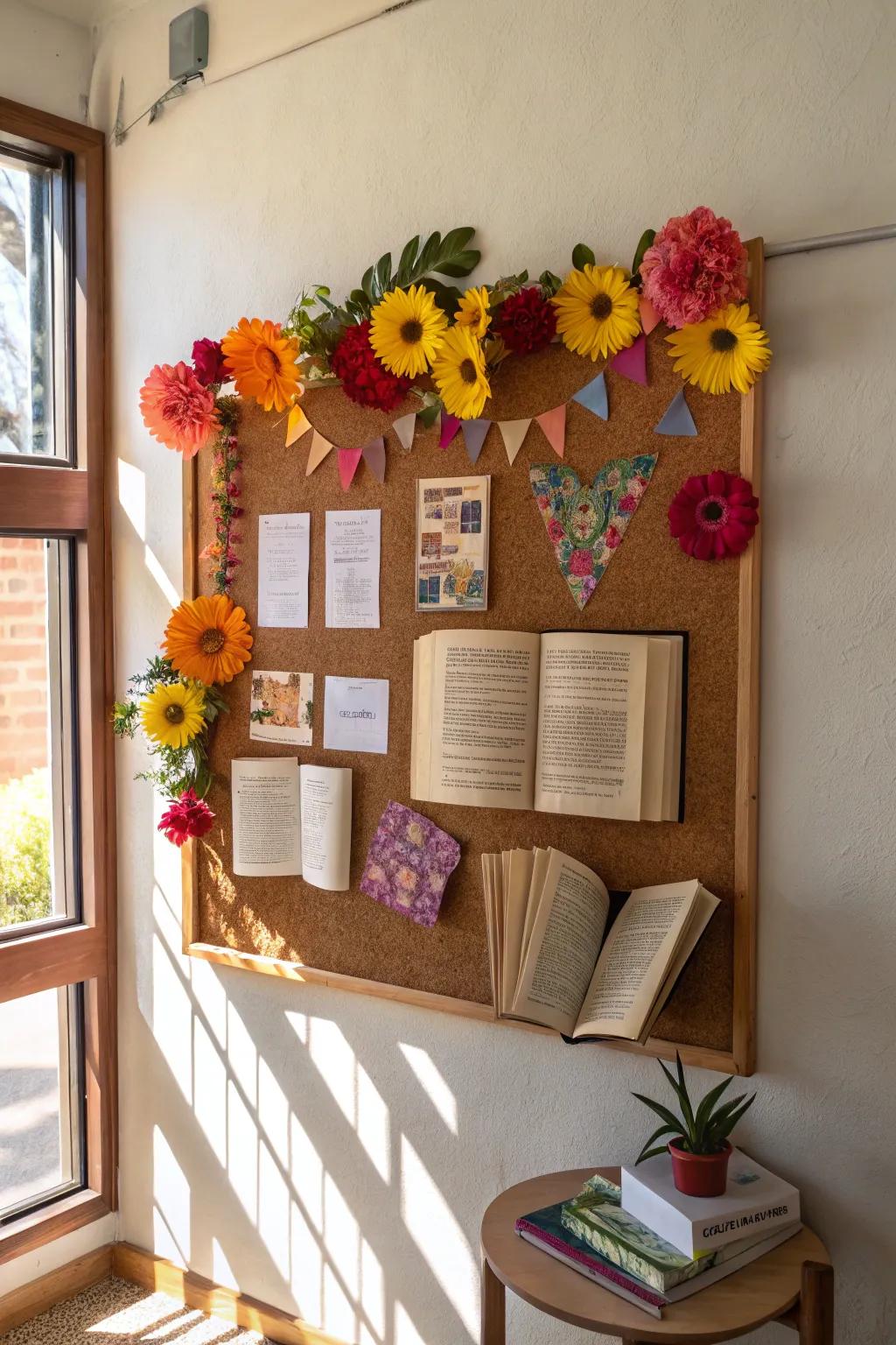 Floral themes and books symbolize the personal growth fostered by reading.