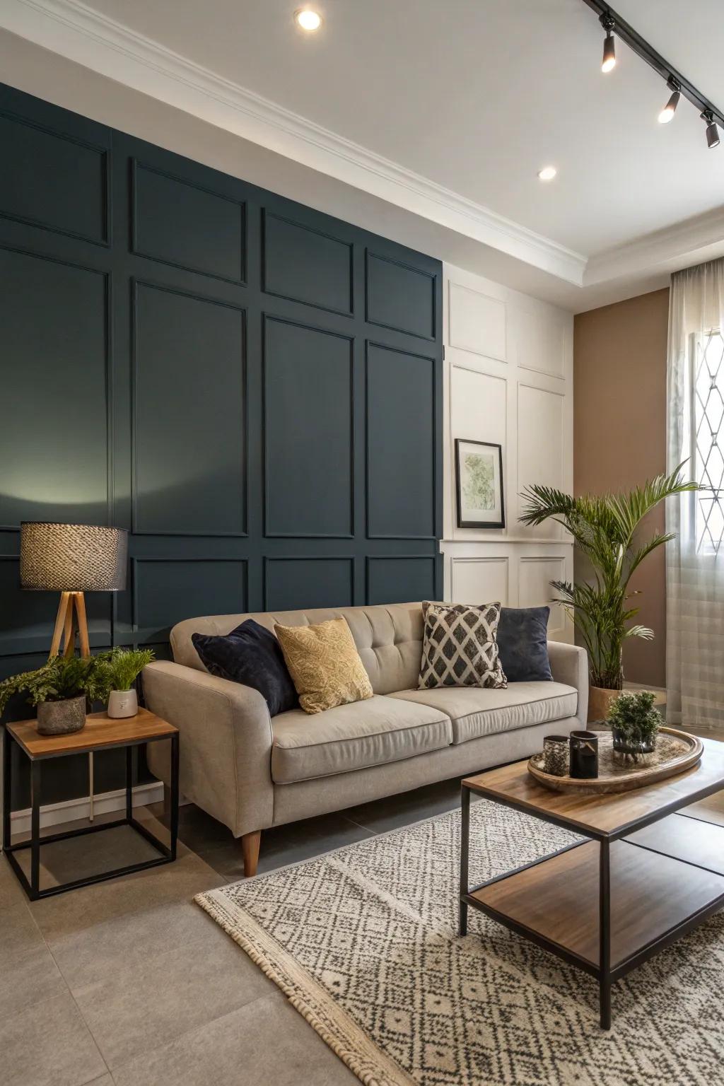 Using blocks of color enlivens the room&rsquo;s appearance.