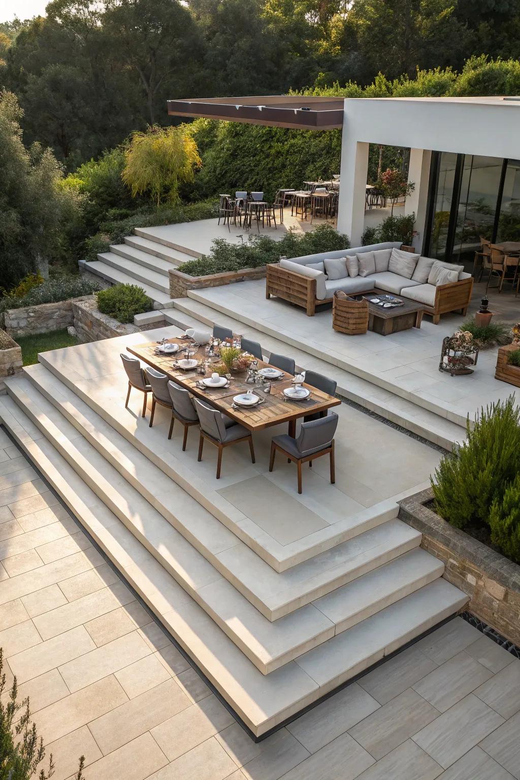 Multi-level design adds dimension and functionality.