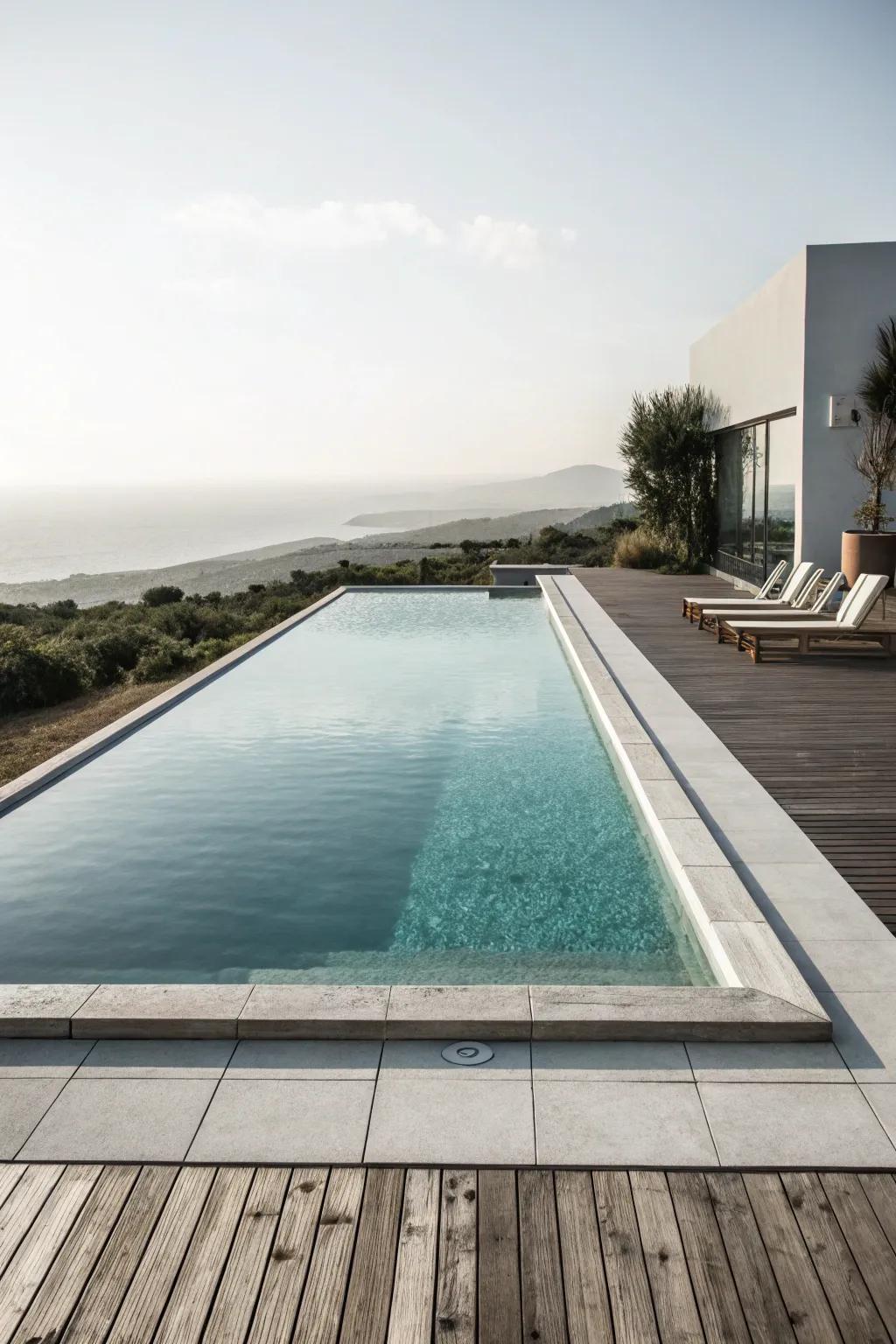 A minimalist pool design offers a sleek and spacious vibe.
