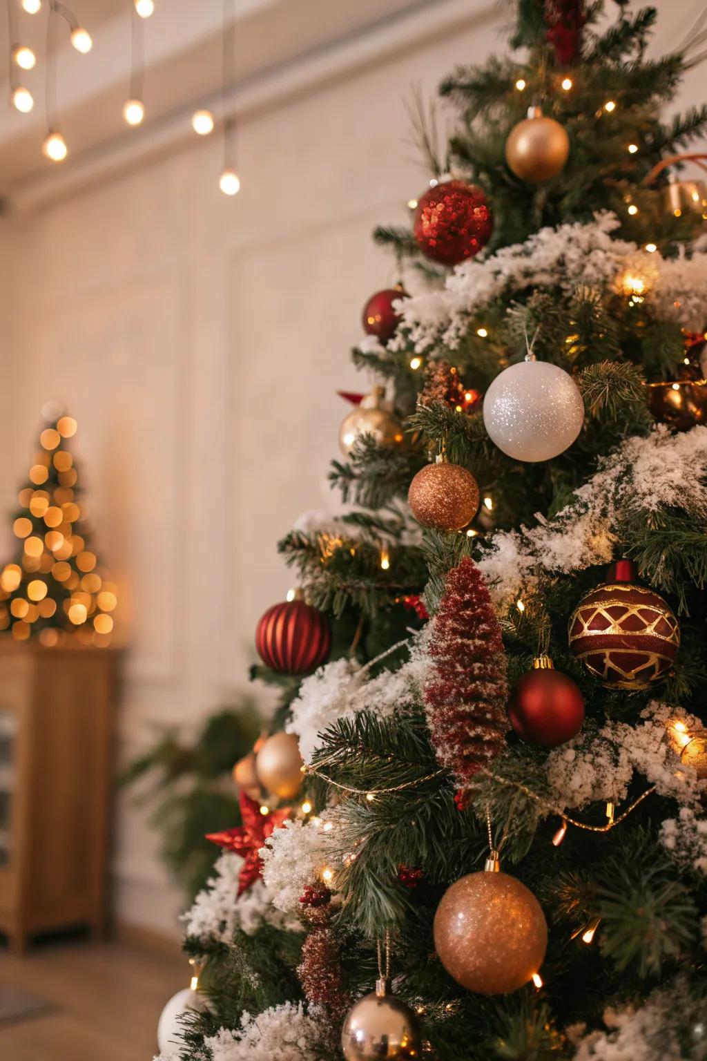 Arranged surfaces introduce dimensionality and intrigue to the tree.