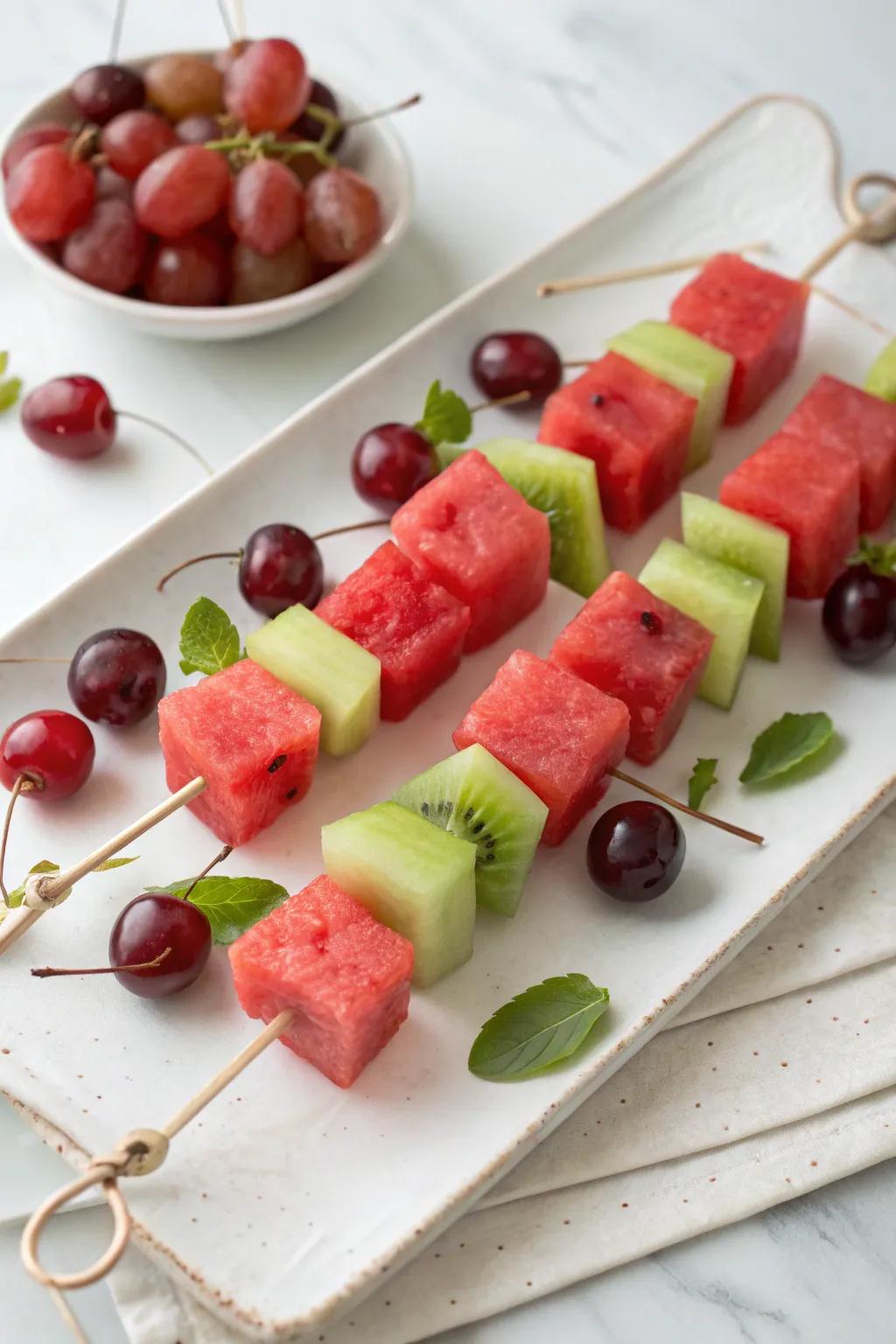 Red natural product sticks offer a reviving contort to party snacks.