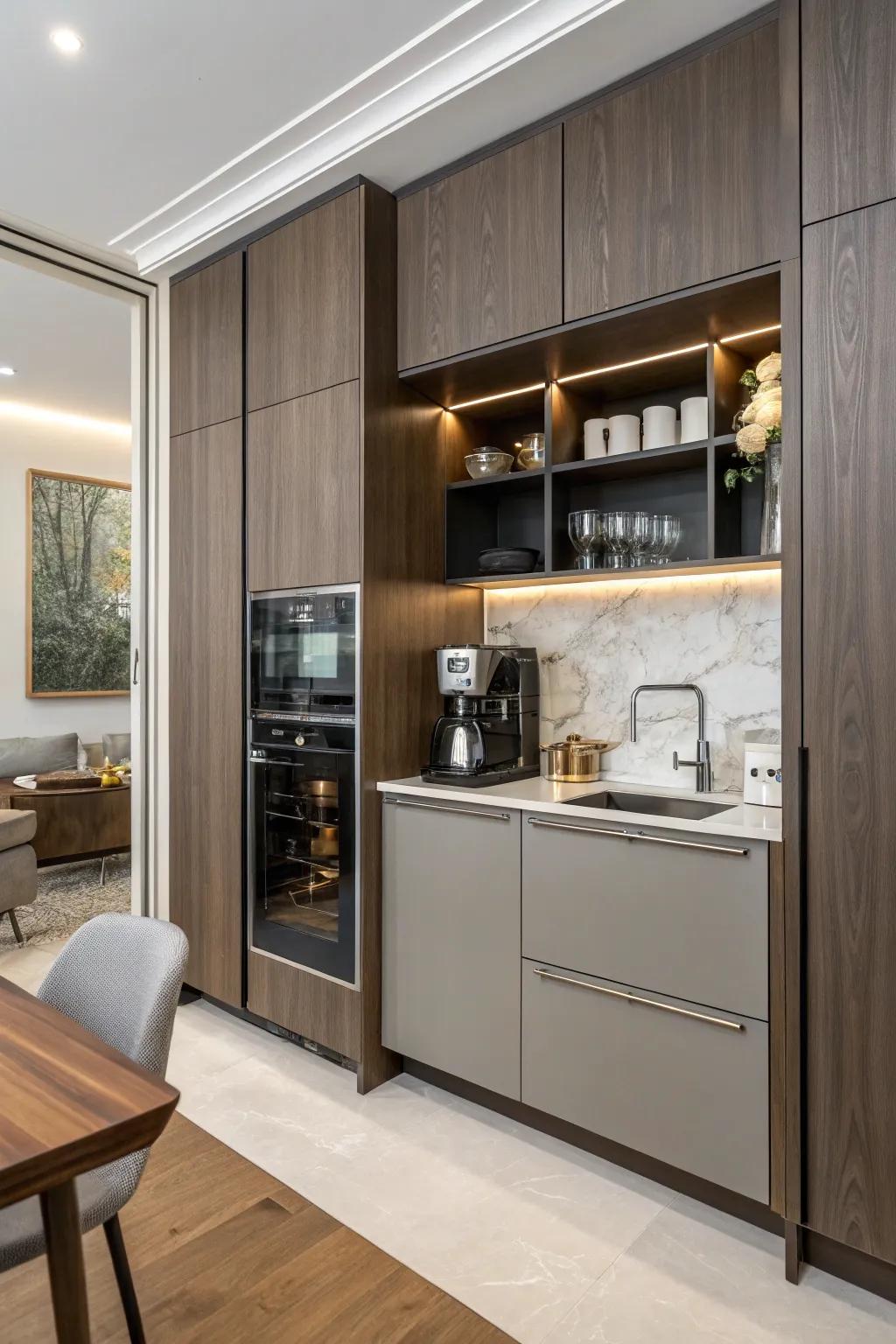Keep your kitchen neat and attractive with a hidden java station.
