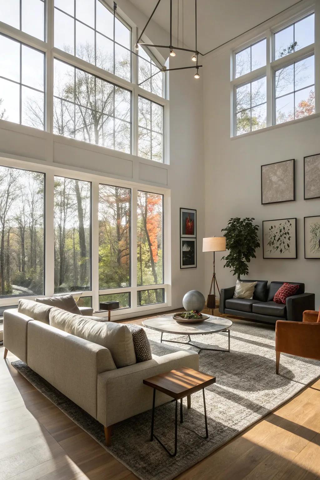 A living space filled with natural sunlight, creating an inviting atmosphere.