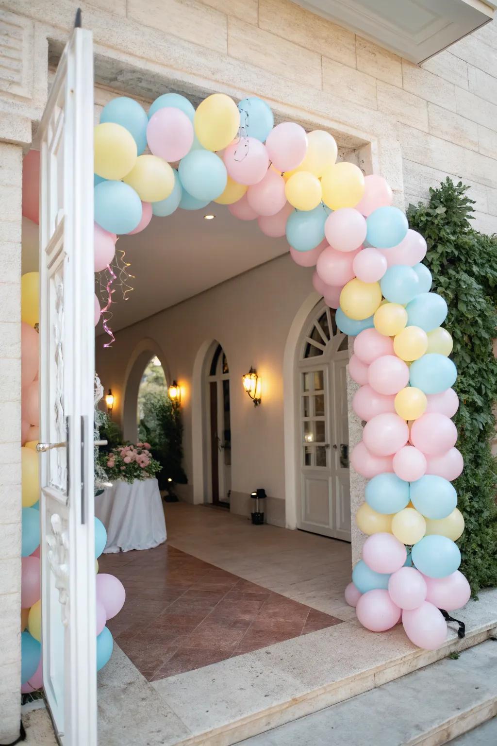 A delicate and refined airy arch in gentle pastels.