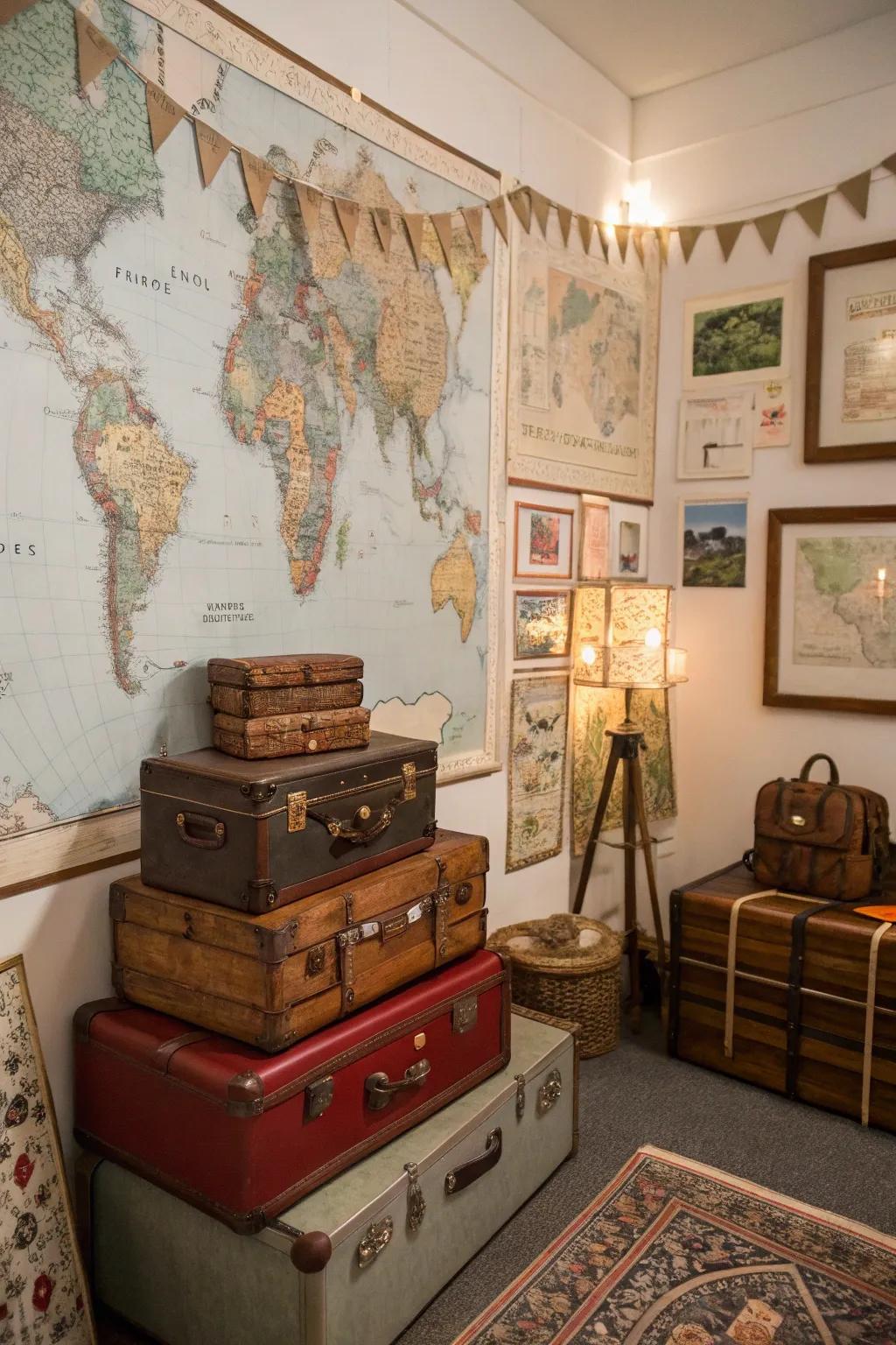 A retirement celebration centered around the theme of travel.