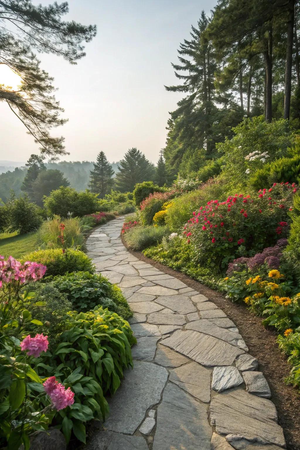 Sinuous routes fashion a sense of stream and welcome in outdoor spaces.