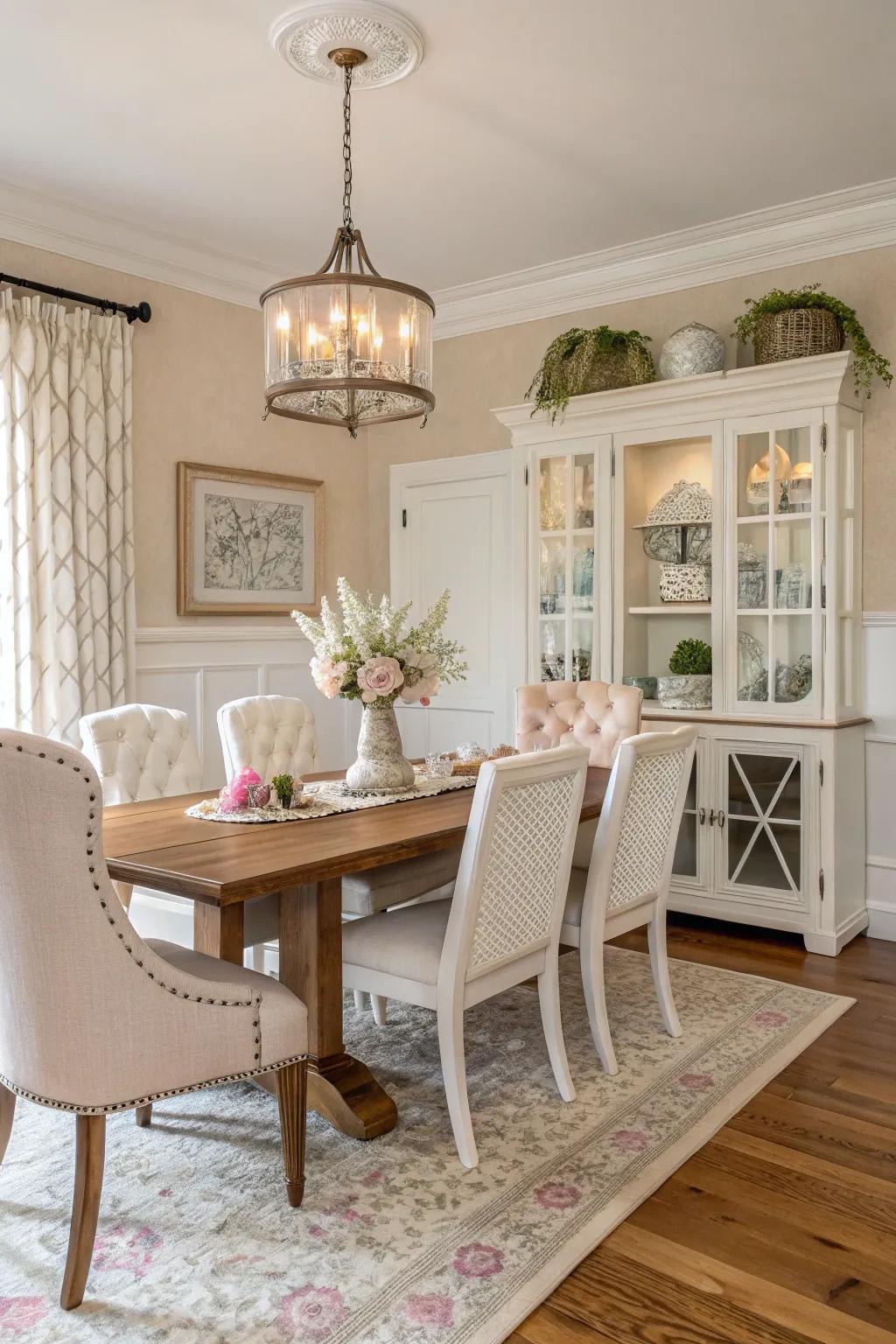 A neutral color palette offers a calming foundation for romantic instances.