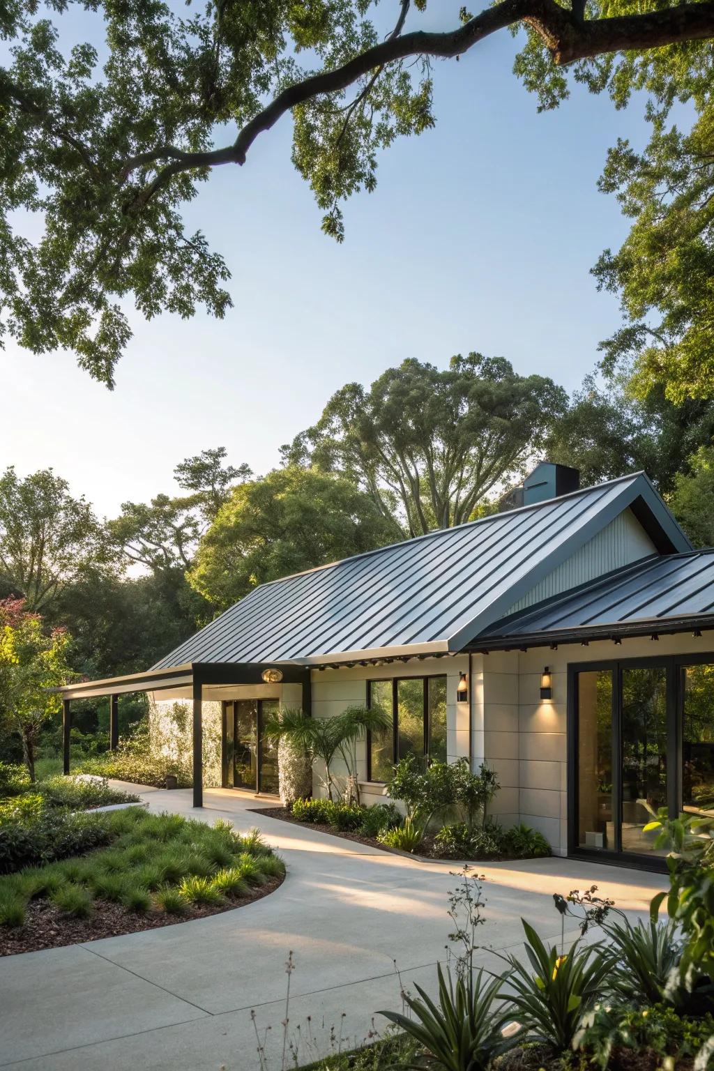 Metallic roofs blend industrial style with modern sophistication.