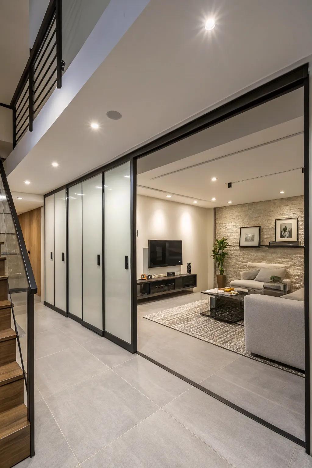 Pocket doors provide a chic and effective way to manage space.