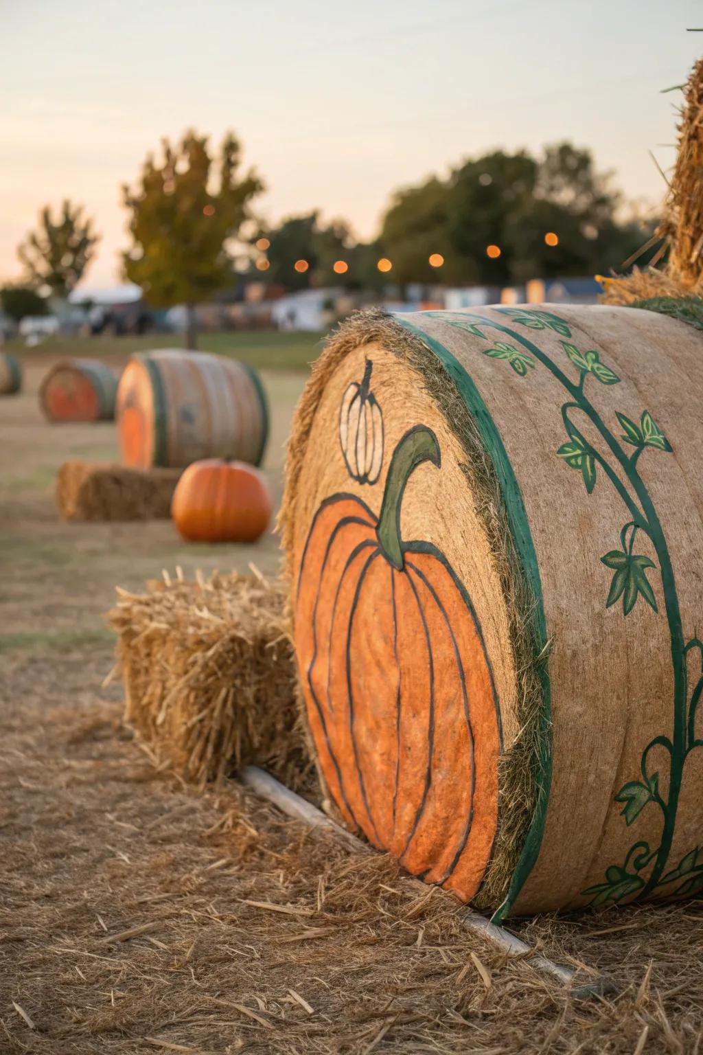 Morph hay bales into towering pumpkins, culminating in an alluring autumnal pumpkin tableau.