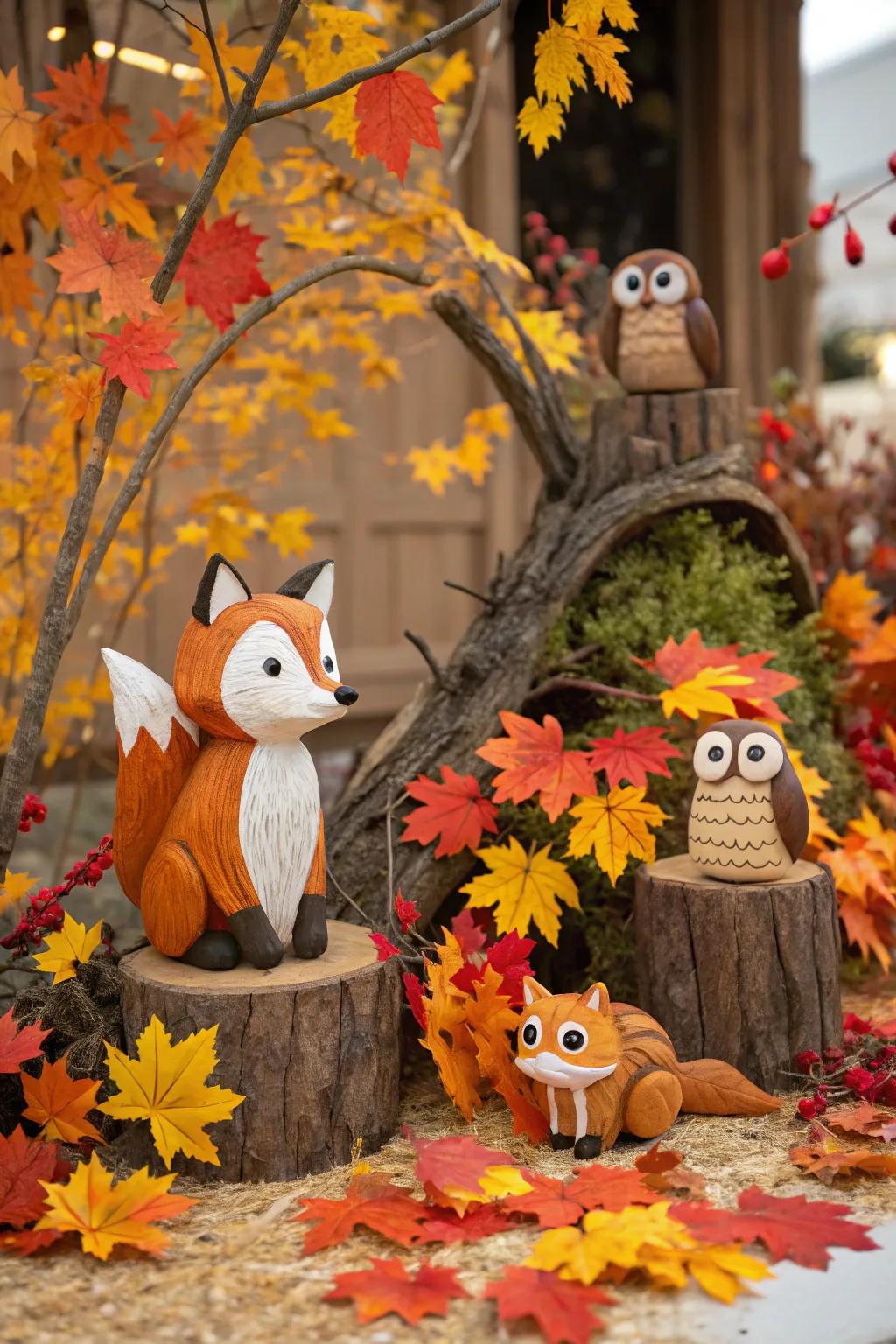 Forest friends bring whimsy to autumn decor.