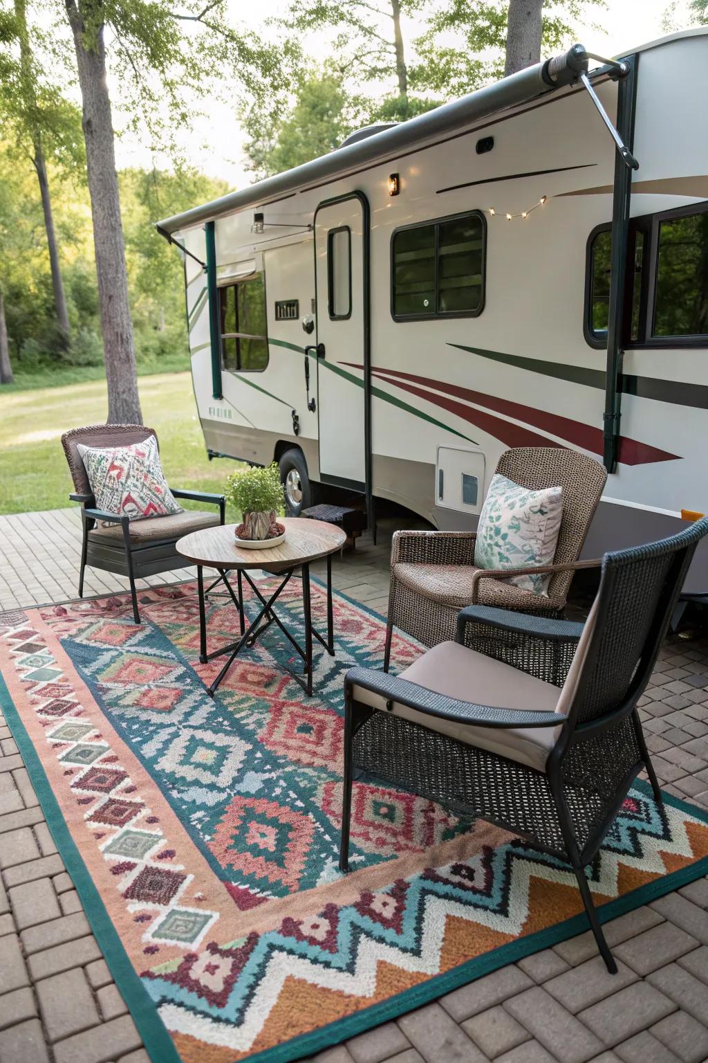 Open-air floor coverings introduce texture and style to your patio.