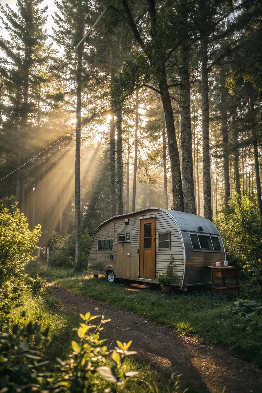 A wonderful balance of wood and metal in RV shed design.